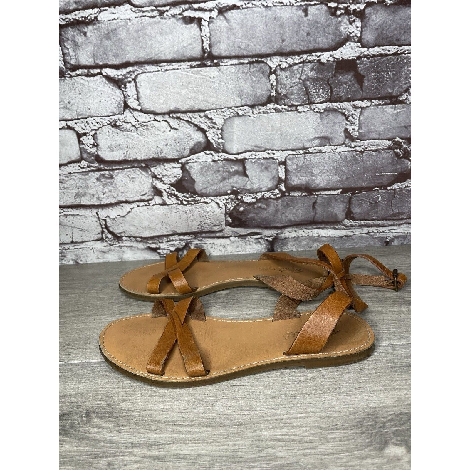 Madewell Madewell Brown Leather Casual Ankle Strap Flat Sandals Women Size US 7.5 / IT 37.5 - 10 Thumbnail
