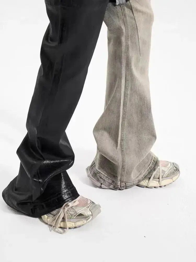 Japanese Brand High street patchwork contrast coated waxed bootcut jeans Size US 32 / EU 48 - 4 Thumbnail