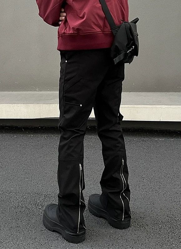 Japanese Brand × Vintage Avant garde removable pocket back zip grunge flare pants Size US 32 / EU 48 - 4 Thumbnail