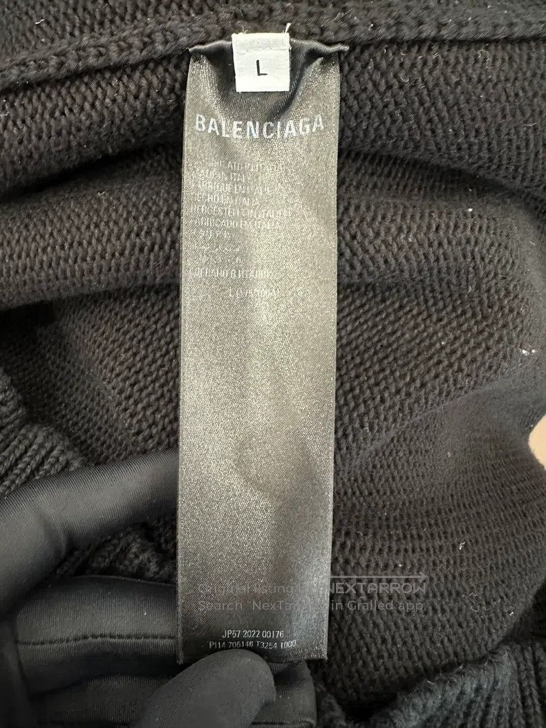 Balenciaga Green 520 Embroidered Logo Black Loose Fit Swea