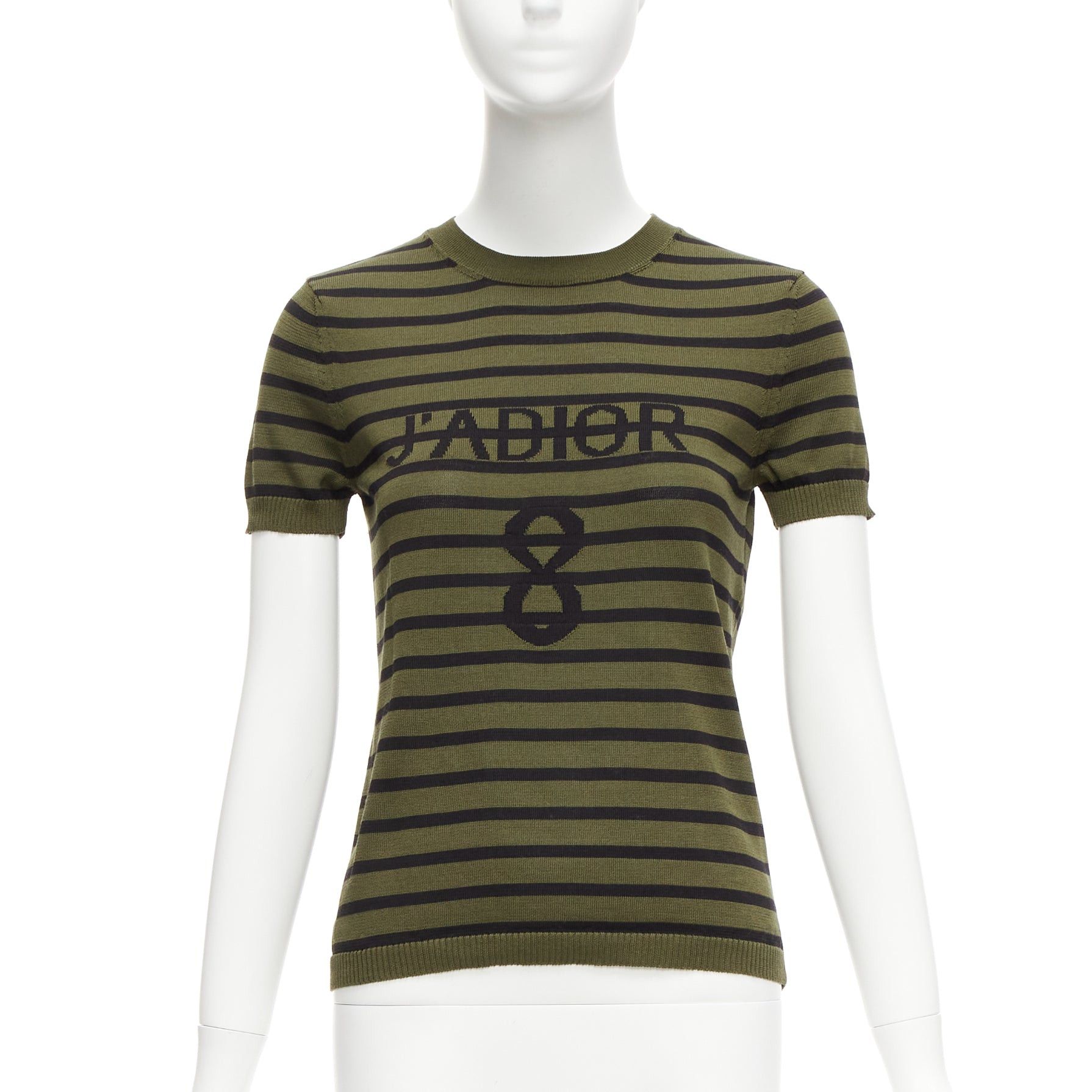 Dior CHRISTIAN DIOR J'Adior 8 green stripe silk cotton knitted top FR34 XS Size XS / US 0-2 / IT 36-38 - 1 Thumbnail