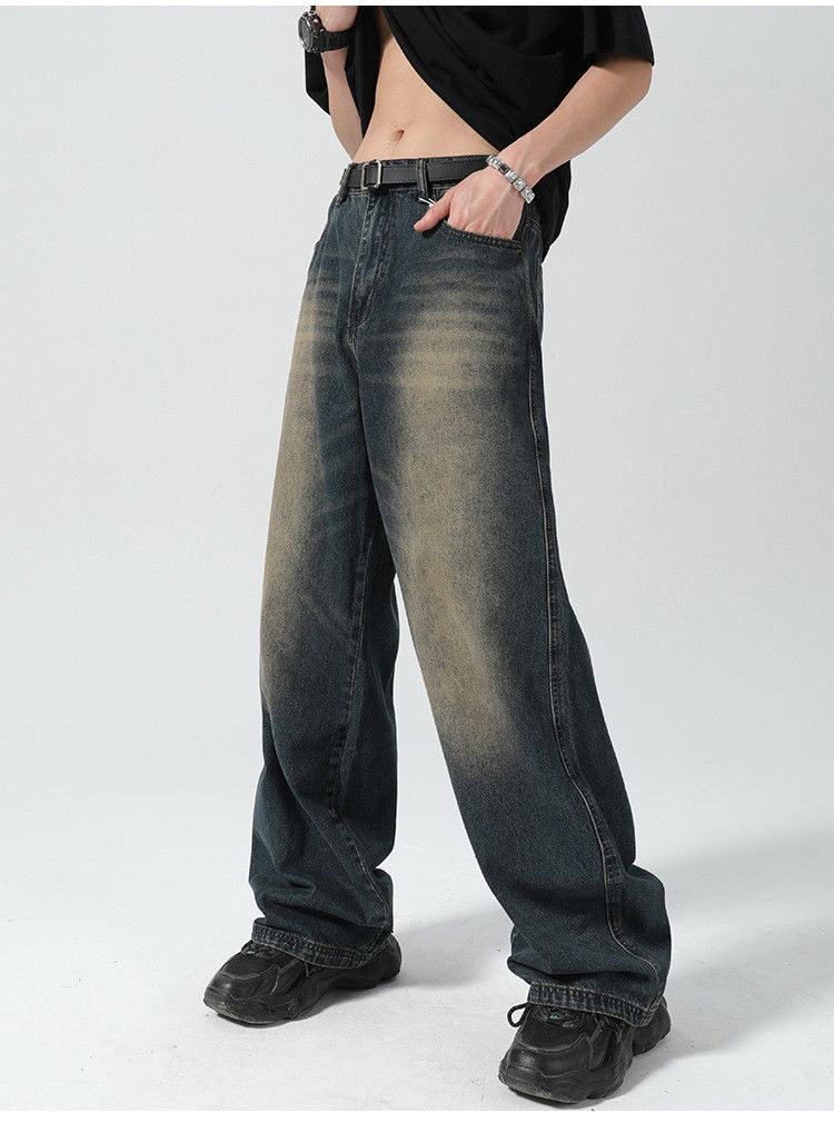 Japanese Brand × Jean Japanese retro distressed all-match loose straight jeans Size US 32 / EU 48 - 4 Thumbnail