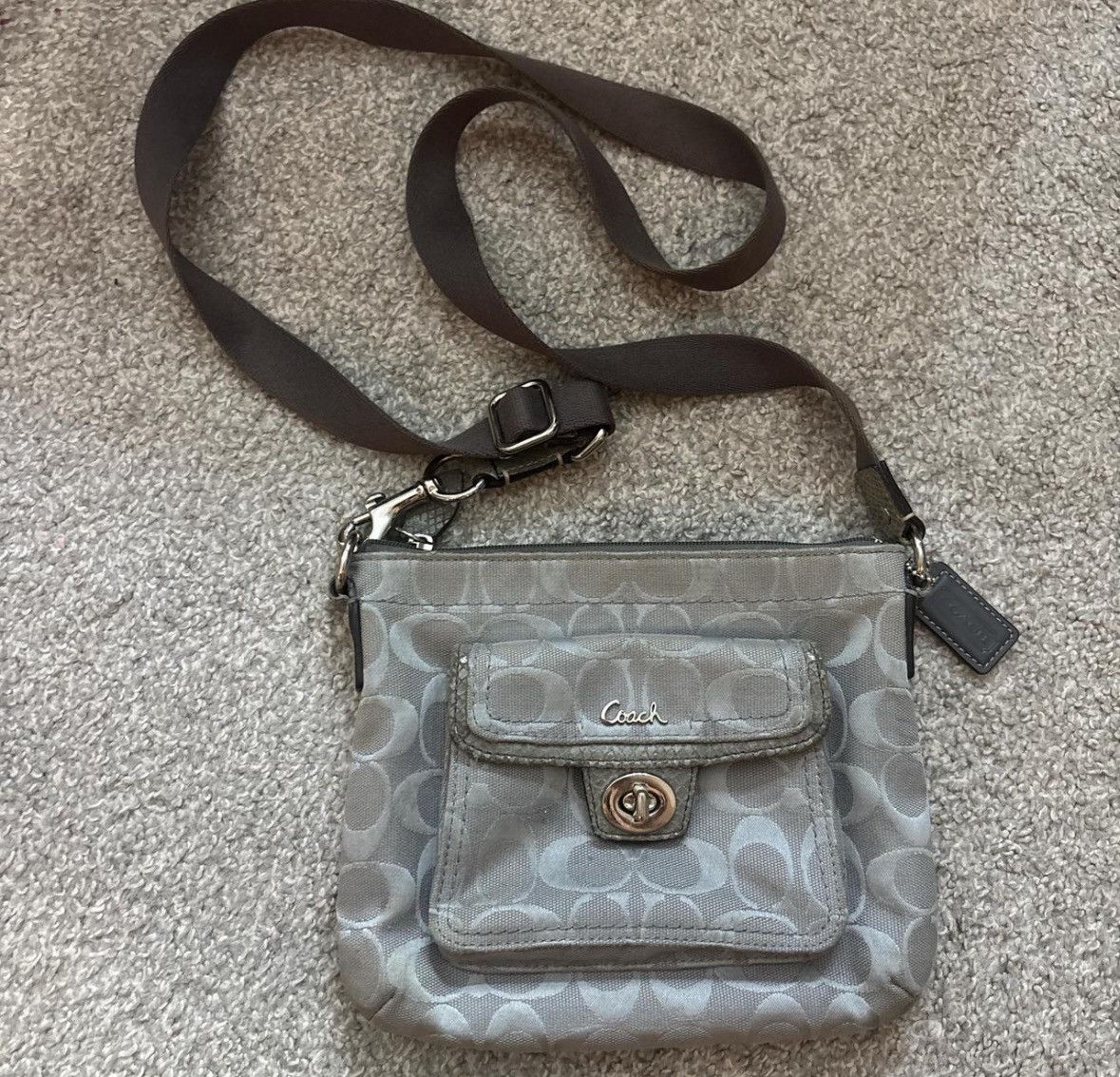Coach Small Coach Crossbody Silver Bag W/ Lavender Interior Size ONE SIZE - 1 Thumbnail