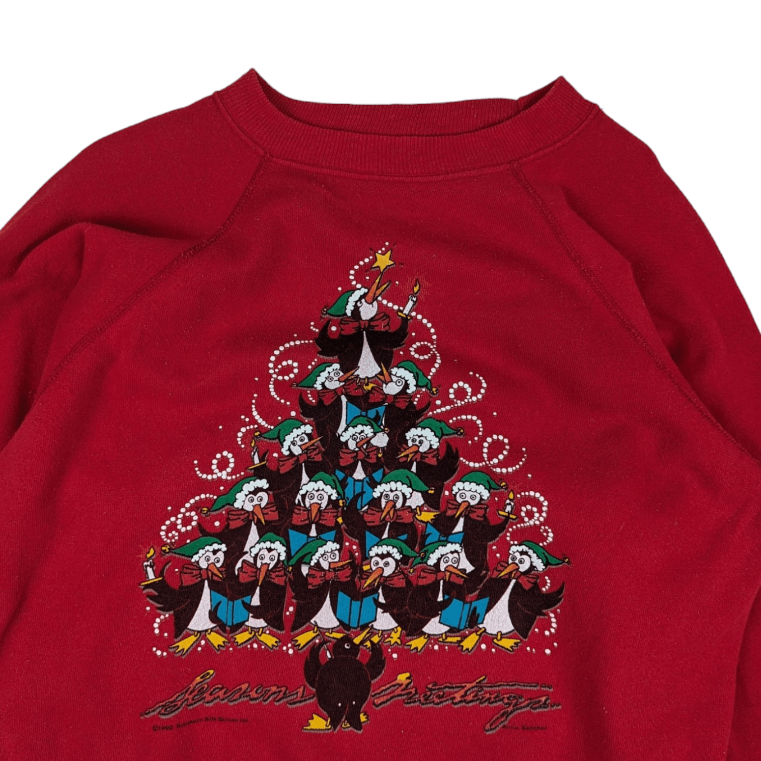 Hanes 1991 HANES Christmas Tree Penguin Season Greeting Jumper Size L / US 10 / IT 46 - 4 Thumbnail