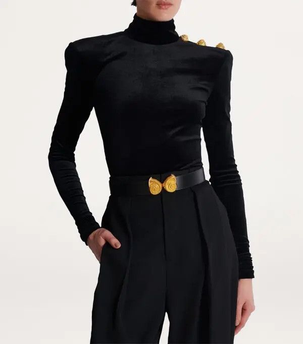 Balmain o1s1wg111225 Size:OS/Leather Snail Shell Belt in Black Size ONE SIZE - 4 Thumbnail