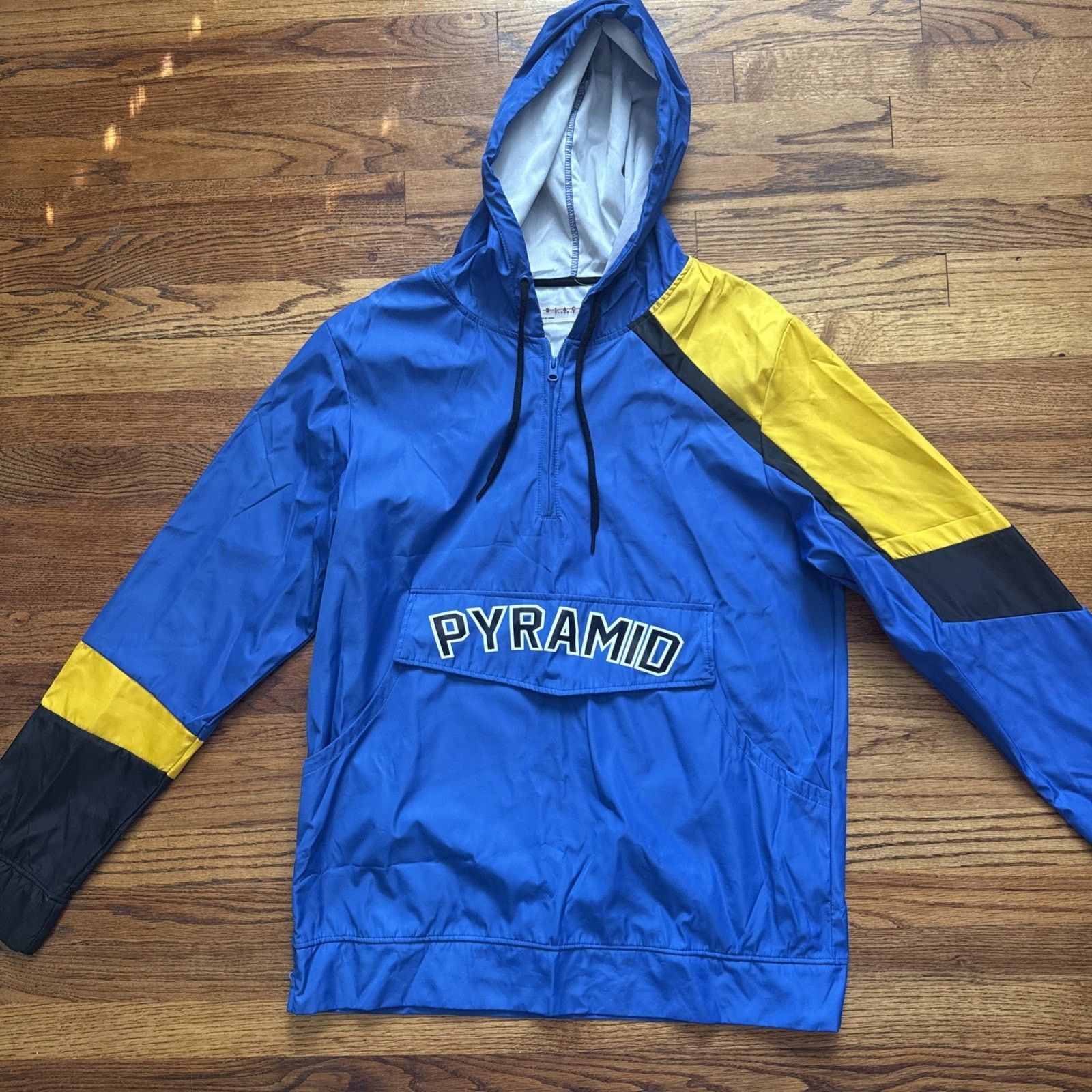 Black Pyramid Black Pyramid Jacket. Blue and Yellow. Windbreaker with hood Size US XL / EU 56 / 4 - 1 Thumbnail