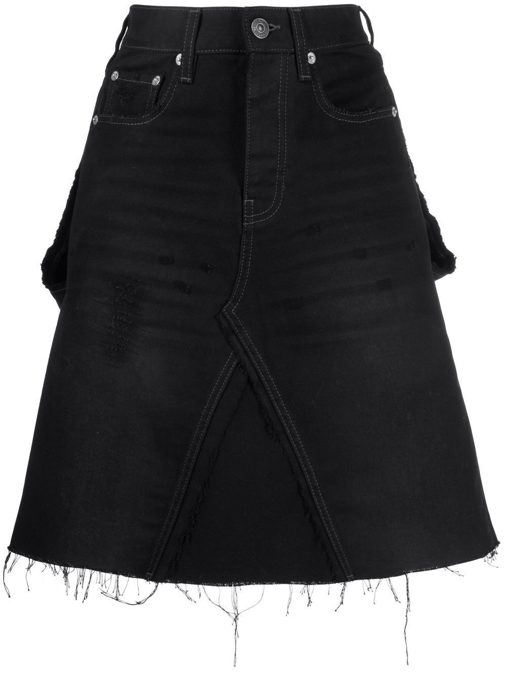 Balenciaga o1y0625 Denim Midi Skirt in Black Size 28" / US 6 / IT 42 - 1 Thumbnail