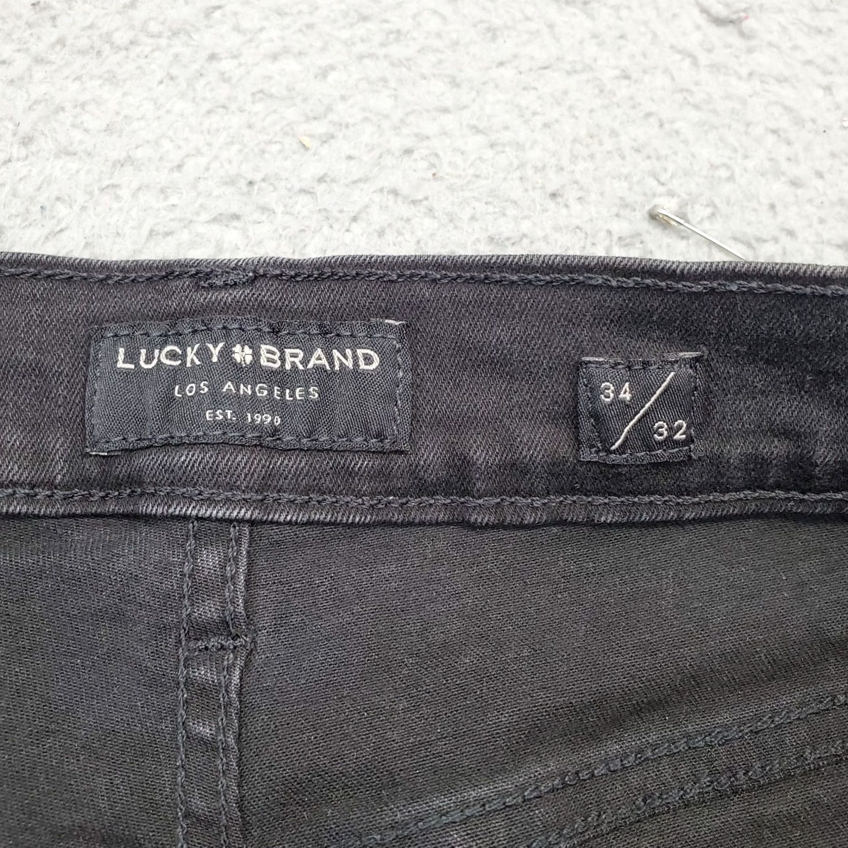 Lucky Brand Lucky Brand Jeans Mens 34/32 Black Denim Stretch Streetwear Grunge Straight Leg Shirt Size US 34 / EU 50 - 6 Thumbnail