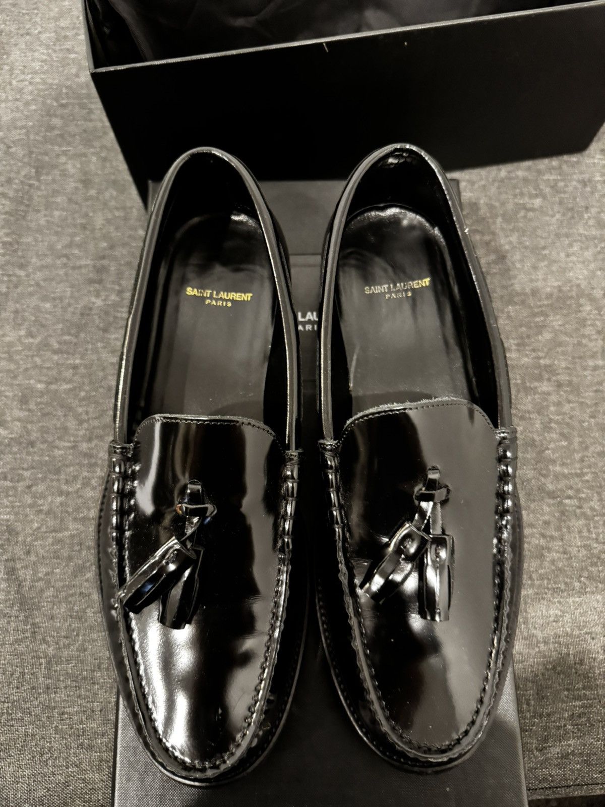 Saint Laurent Paris Saint Laurent Black Tassle Moccasters Size US 8 / EU 41 - 2 Thumbnail