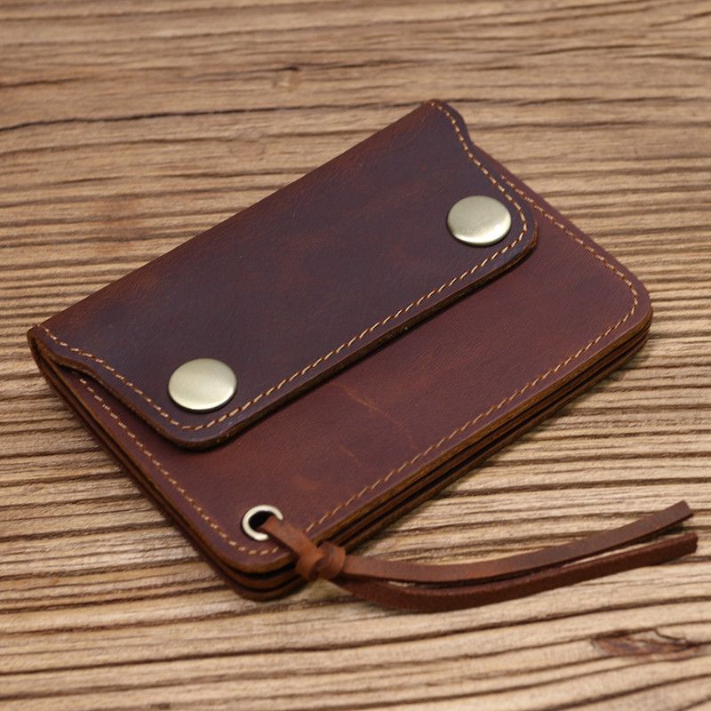 Japanese Brand × Leather × Vintage Short Small Men's Purse Card Holder With Zipper Coin Pocket Size ONE SIZE - 2 Thumbnail