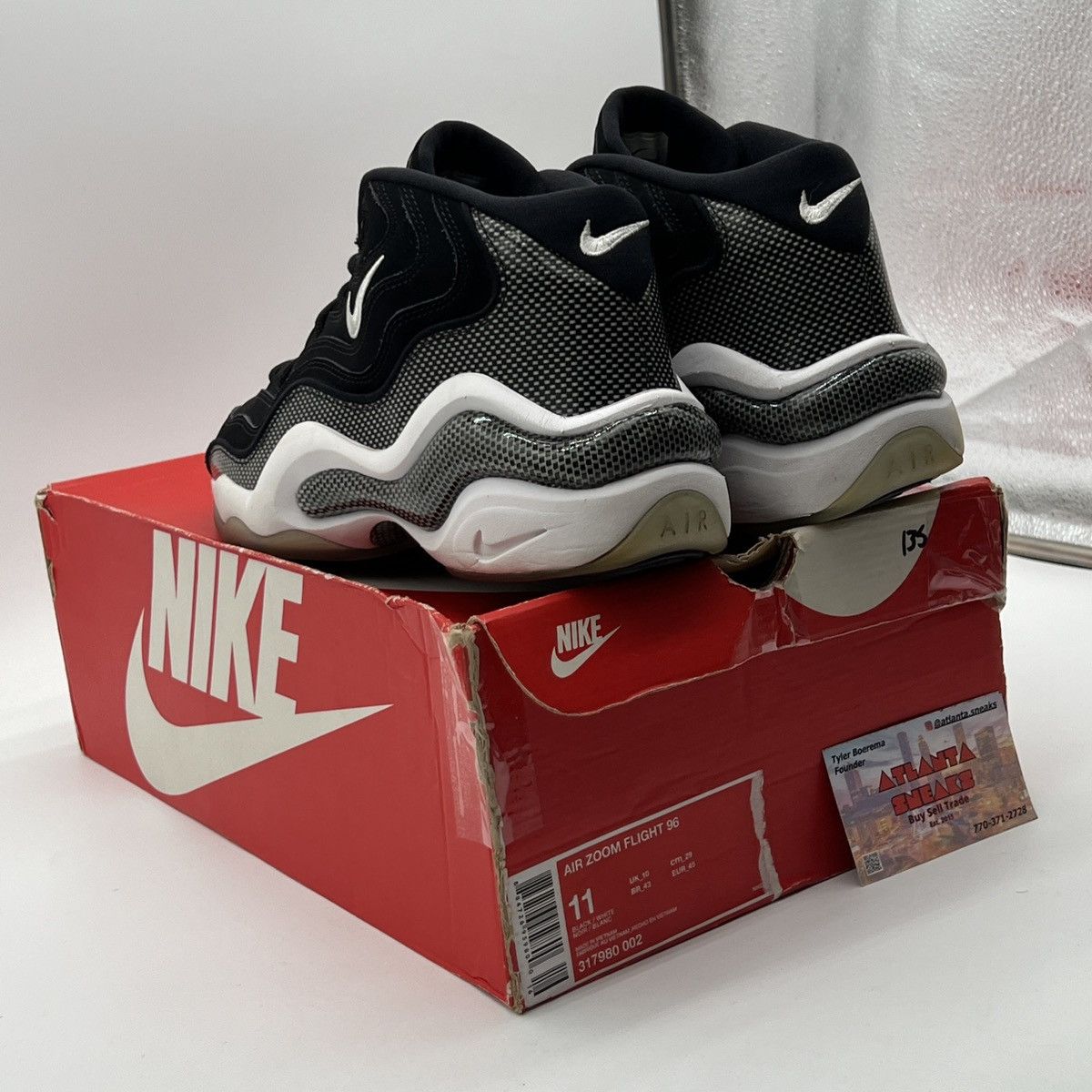 Nike Air Zoom flight 96 black white Size US 11 / EU 44 - 4 Thumbnail