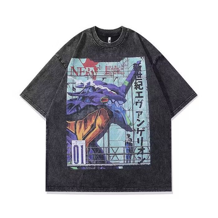 Cyberpunk Graphic Washed Black T Shirt