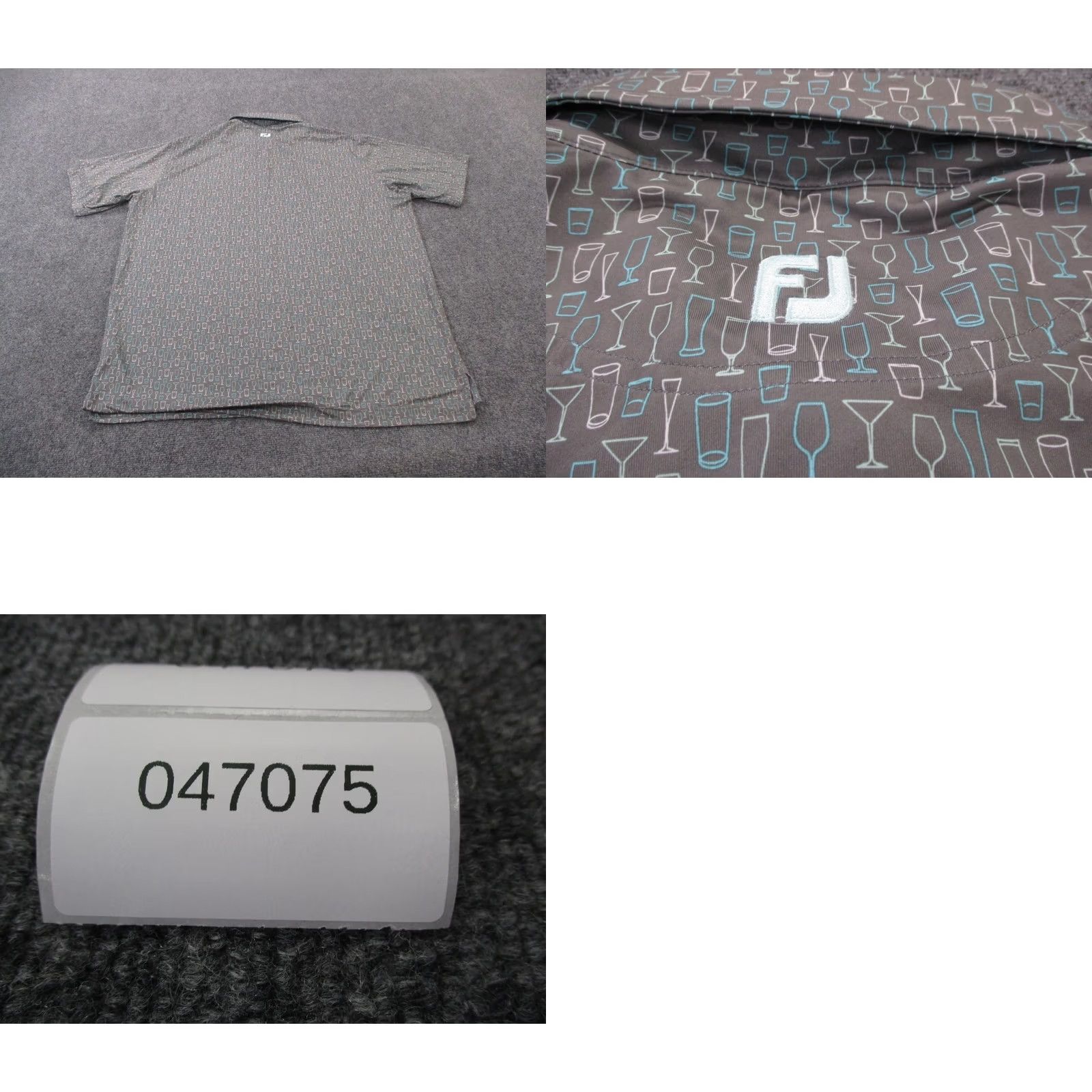 Footjoy FootJoy Polo Shirt Men 2XL Gray All Over Drink Print Golf Performance Stretch Polo Shirt Size US XXL / EU 58 / 5 - 8 Thumbnail