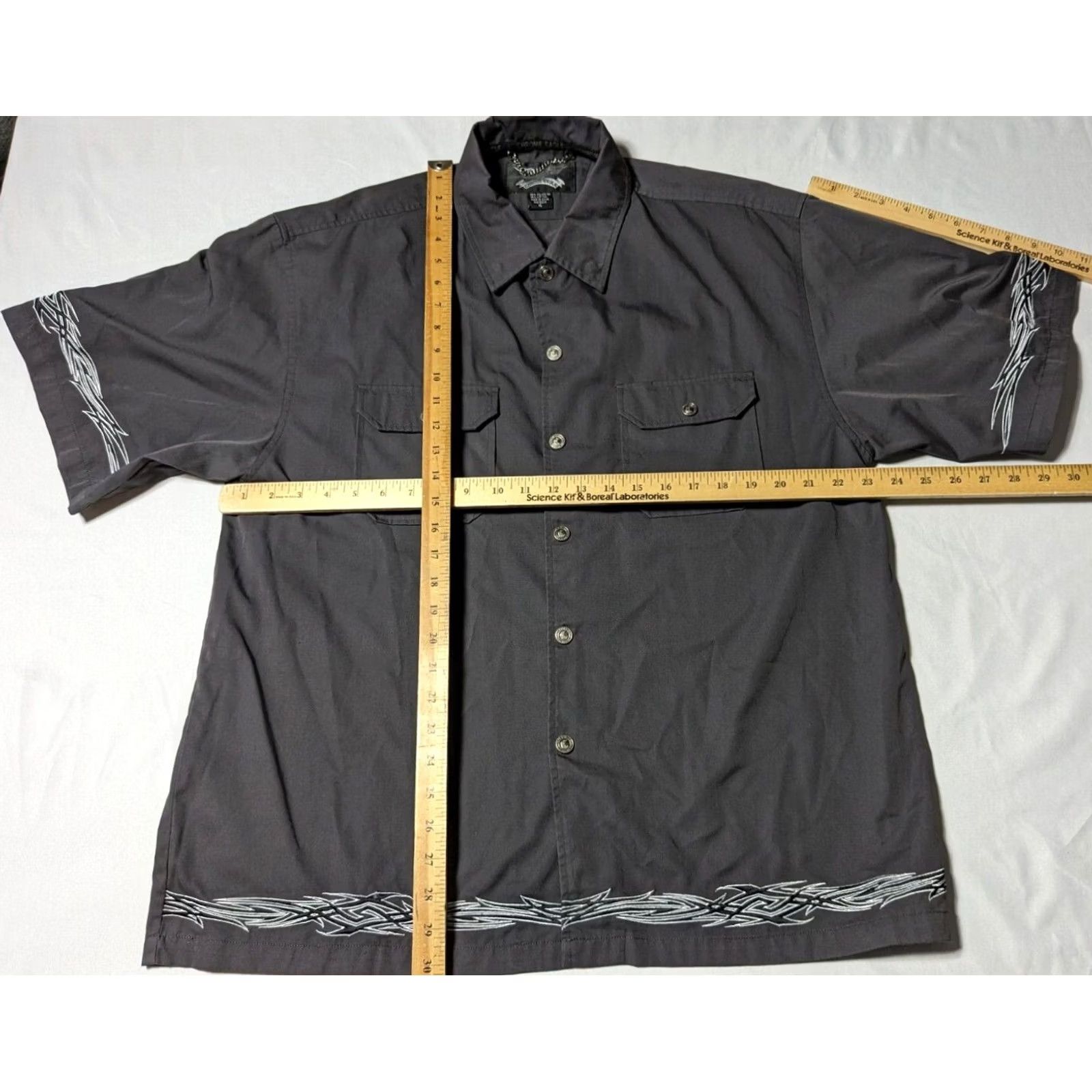 Vintage CHROME EAGLE Shirt Men XL Gray Snap Button Embroidered Moto Mechanics Short Sleeve Cotton Blend Size US XL / EU 56 / 4 - 6 Thumbnail
