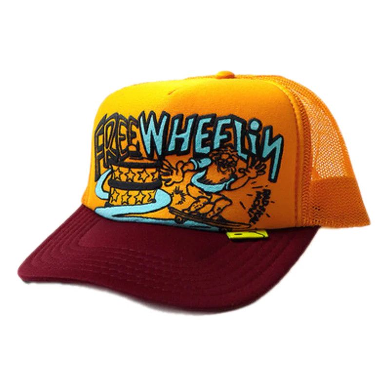 image of Kapital Free Wheelin’ Trucker Cap Gold in Orange, Men's