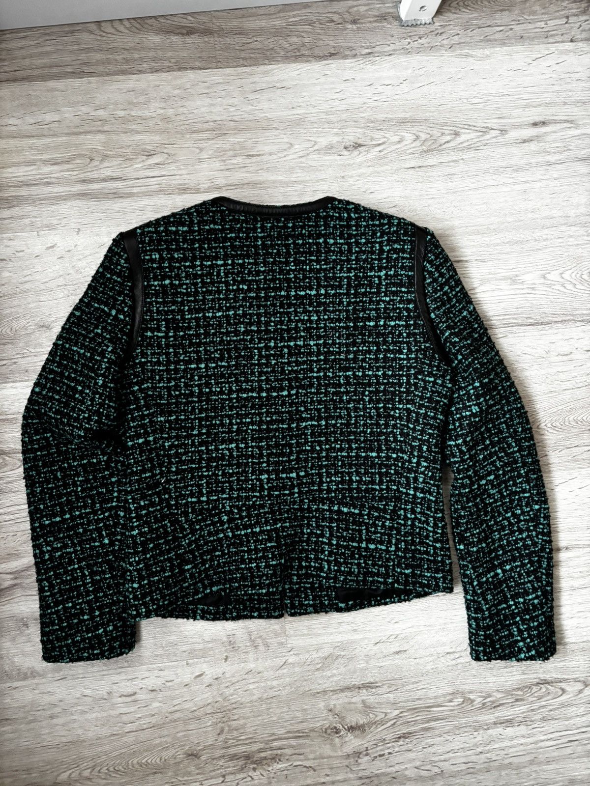 Sandro Sandro Paris Emerald Green Wool-Blend Leather Trim Short Size S / US 4 / IT 40 - 14 Thumbnail