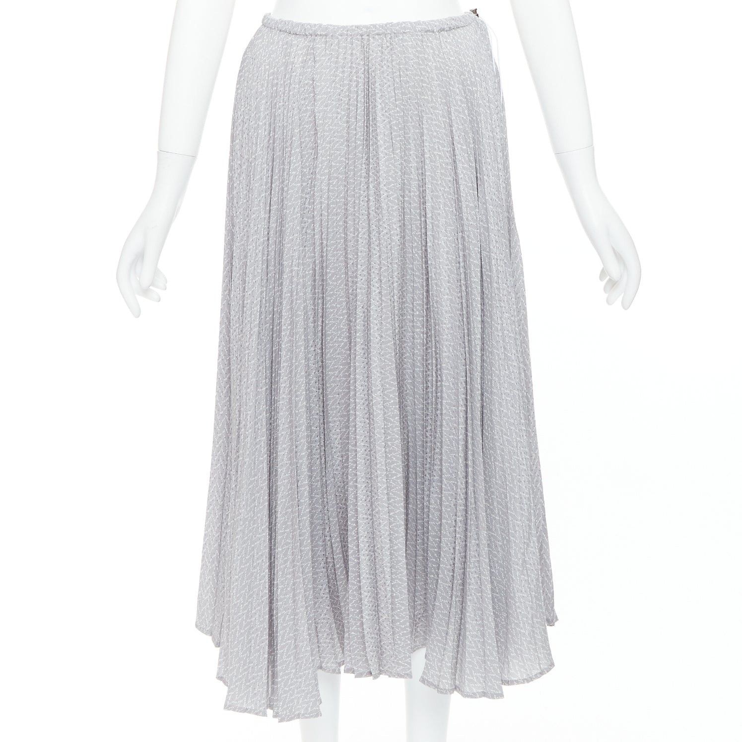 Fendi FENDI 100% silk grey pleated 3D polka dots drawstring midi skirt IT38 XS Size 26" / US 2 / IT 38 - 1 Thumbnail