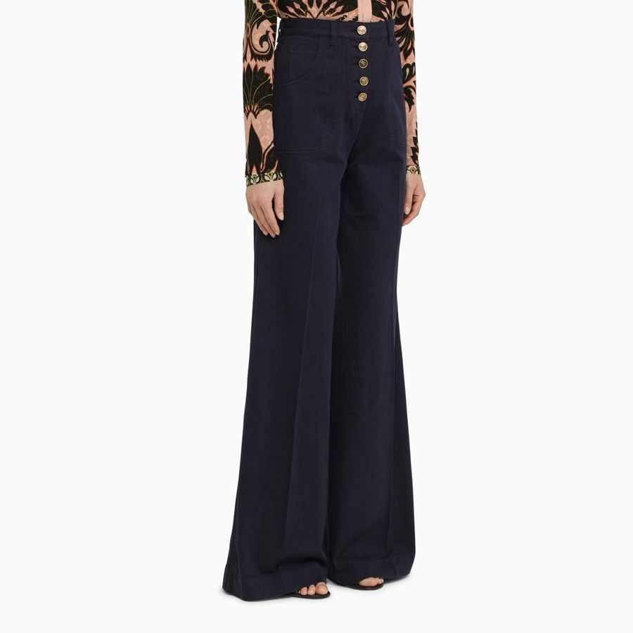 Etro o1d2blof0824 Denim Flared Trousers in Dark Blue Size 26" / US 2 / IT 38 - 3 Thumbnail