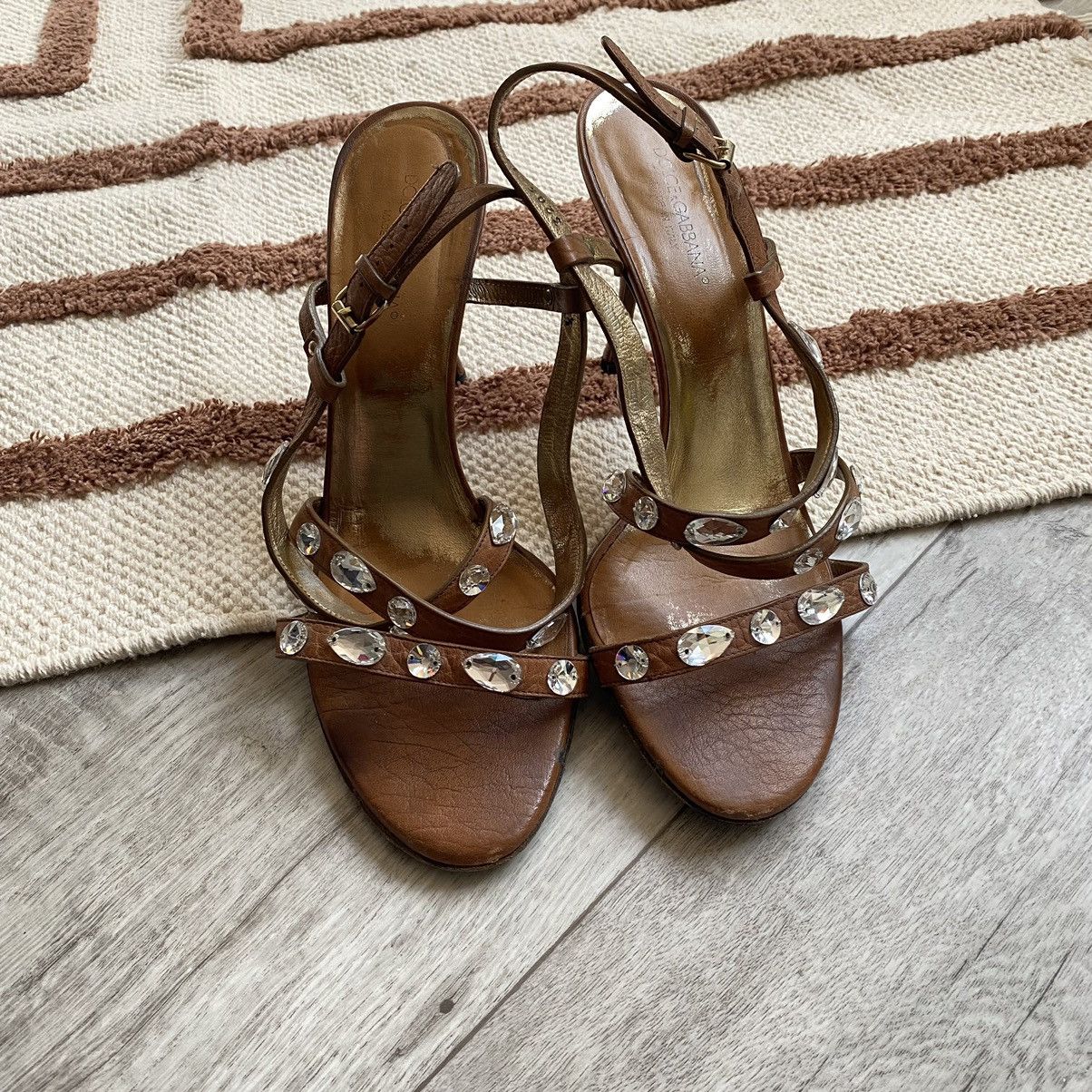 Dolce & Gabbana DOLCE AND GABBANA LEATHER EMBELLISHED SANDALS Size US 9.5 / IT 39.5 - 1 Thumbnail