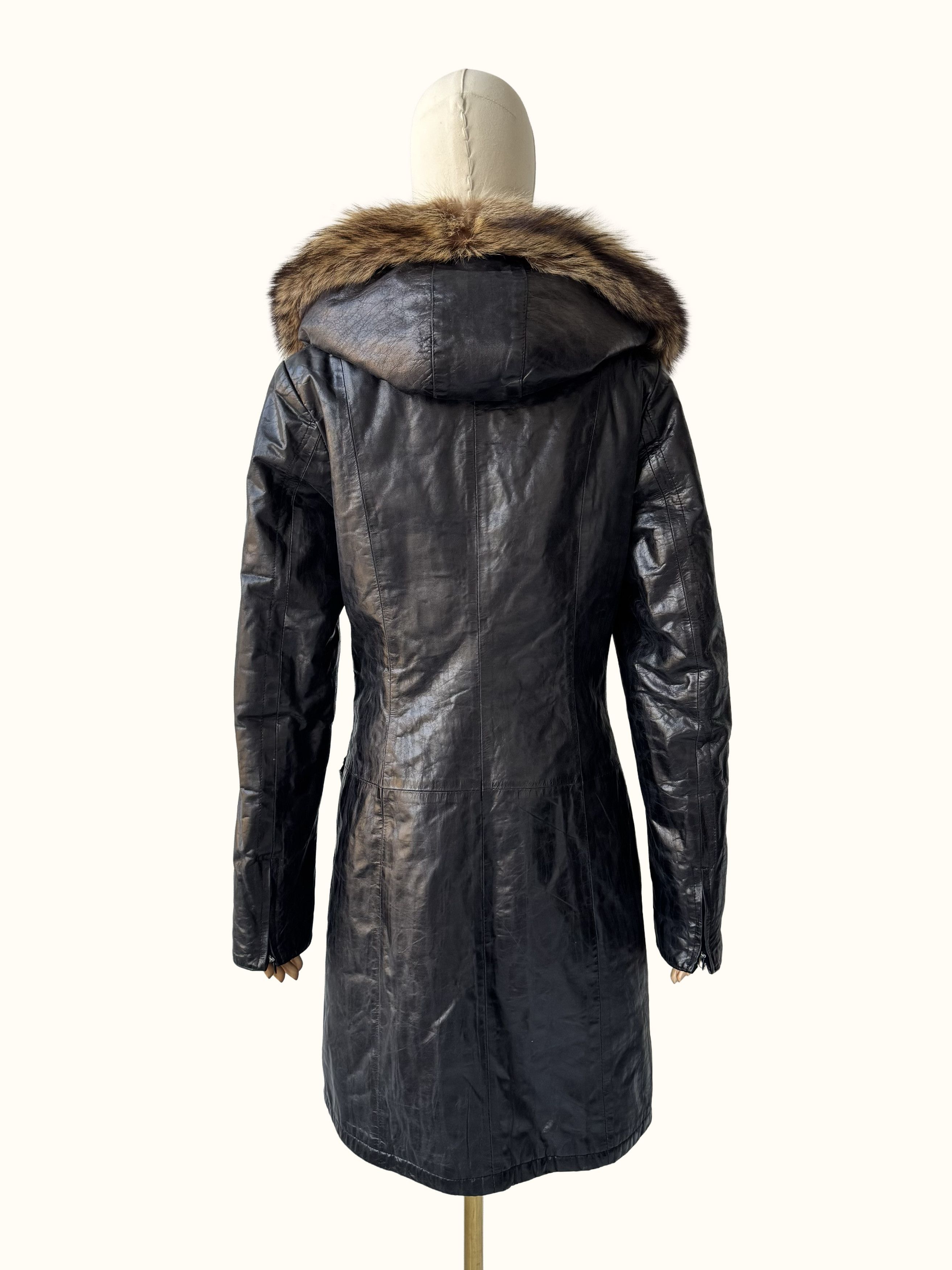 Vintage Vintage Real Sheepskin Hooded Coat (B550) Size L / US 10 / IT 46 - 5 Thumbnail