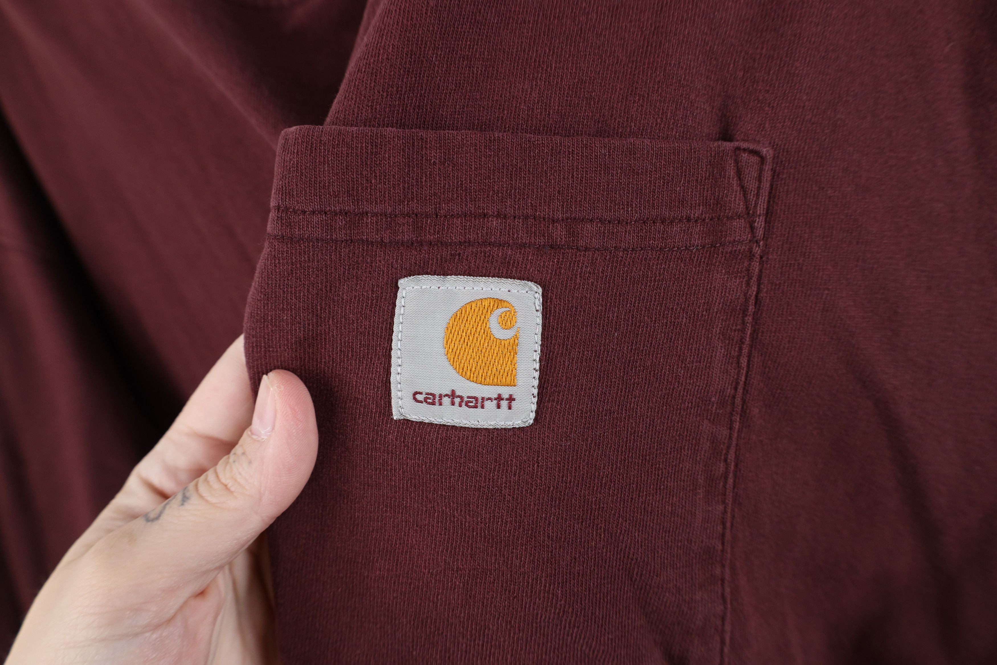 Carhartt Vintage Y2K Carhartt Baggy Short Sleeve T-Shirt Burgundy Size US XL / EU 56 / 4 - 4 Thumbnail