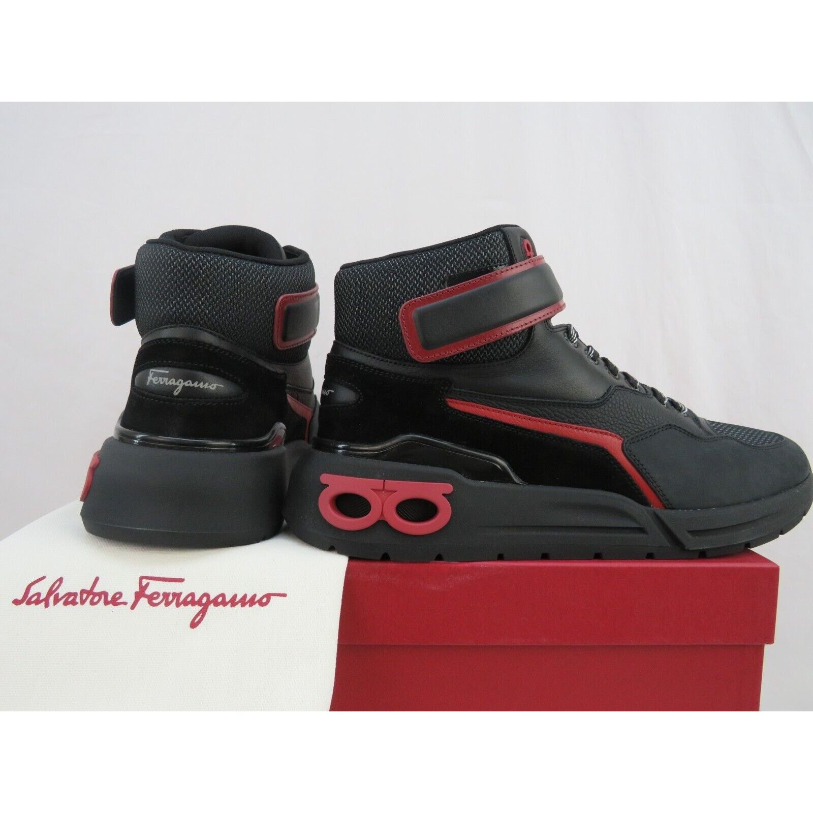 Salvatore Ferragamo COSMA HIGH BLACK LEATHER GANCINI MESH LACE SNEAKERS 10.5 M Size US 10.5 / EU 43-44 - 1 Thumbnail