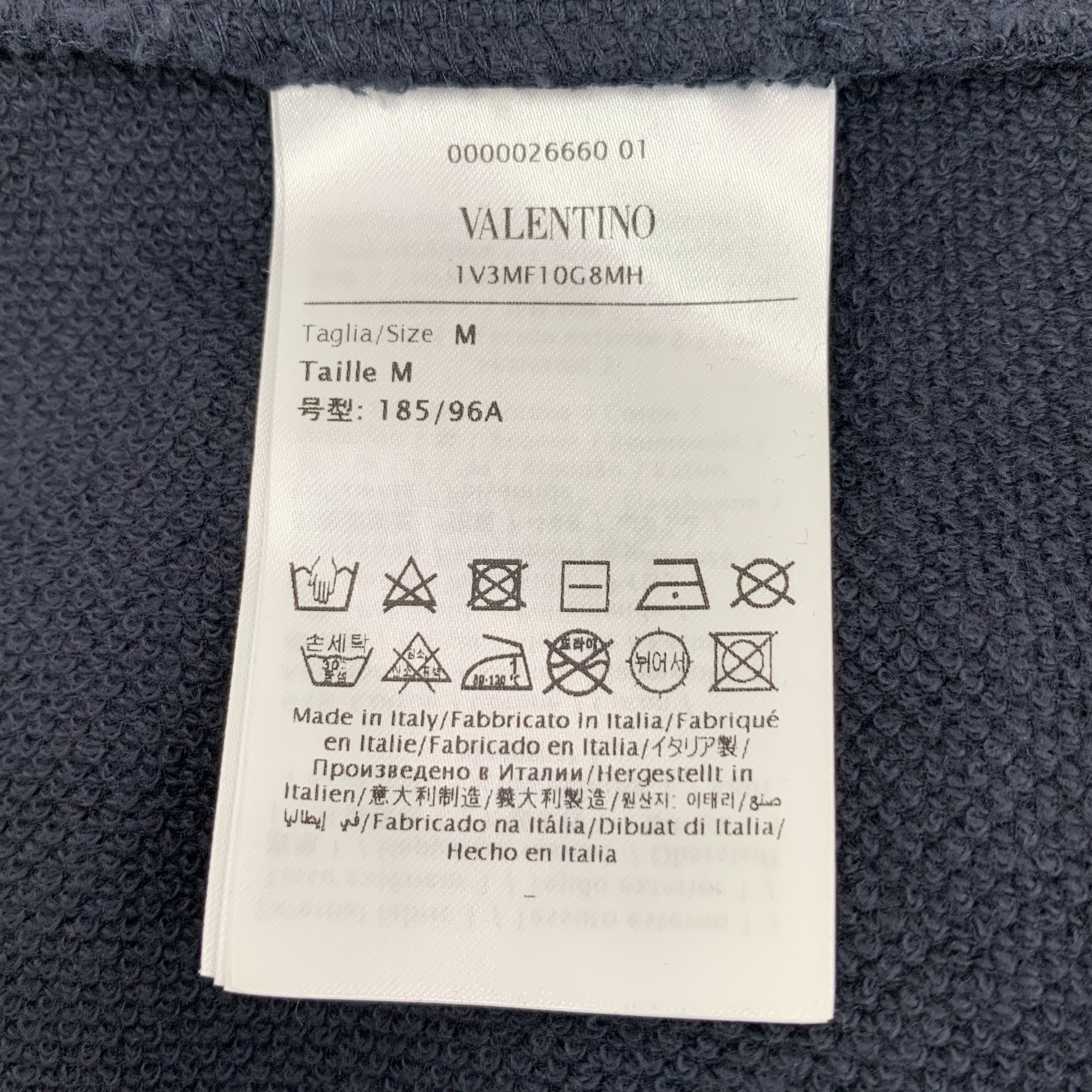 Valentino Valentino Navy Logo Embroidered Cotton Sweatshirt (Size M) Size US M / EU 48-50 / 2 - 4 Thumbnail