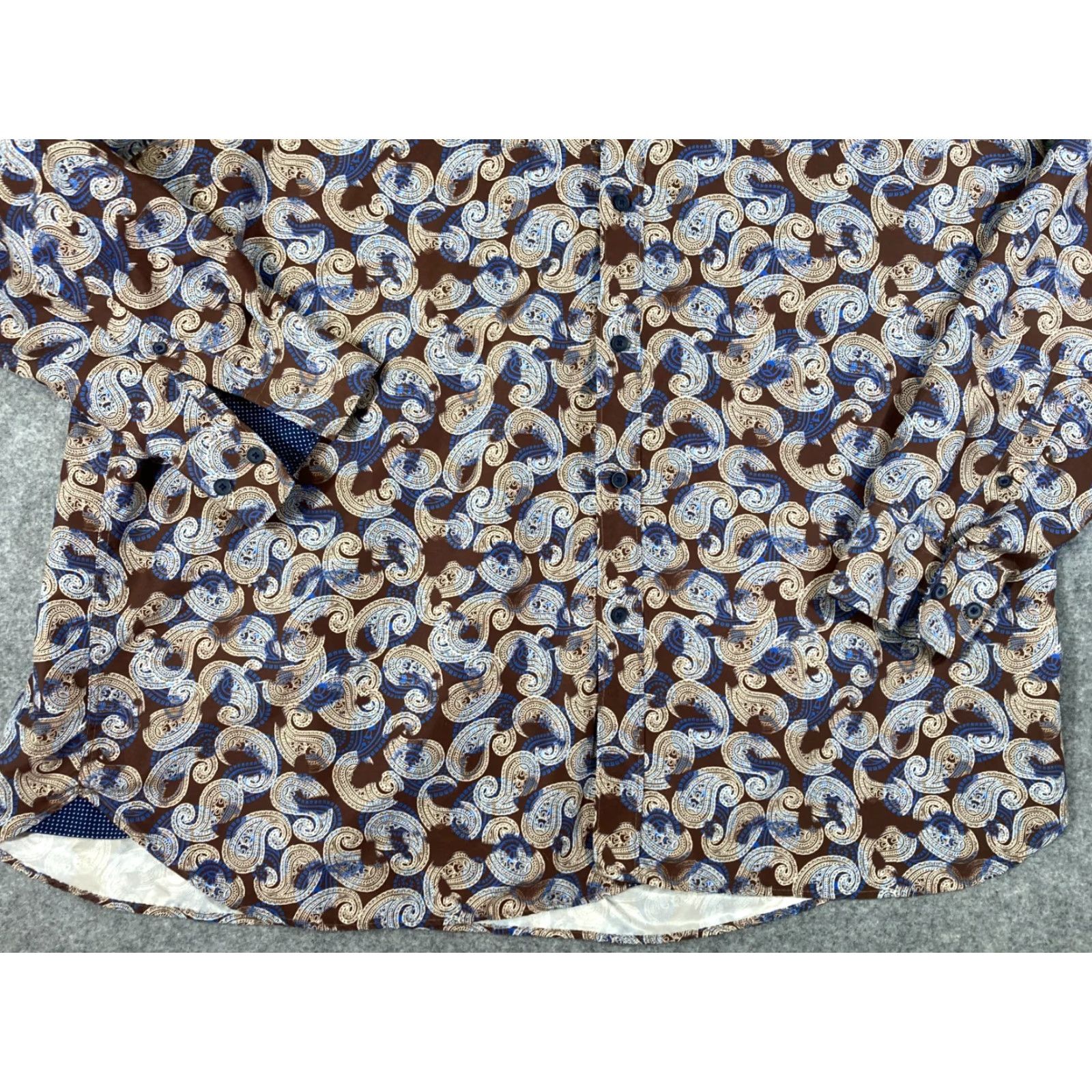 Vintage Kilburne & Finch Button Up Shirt Mens 3XL Brown White Paisley Long Sleeve Cowboy Western Size US XXL / EU 58 / 5 - 4 Thumbnail