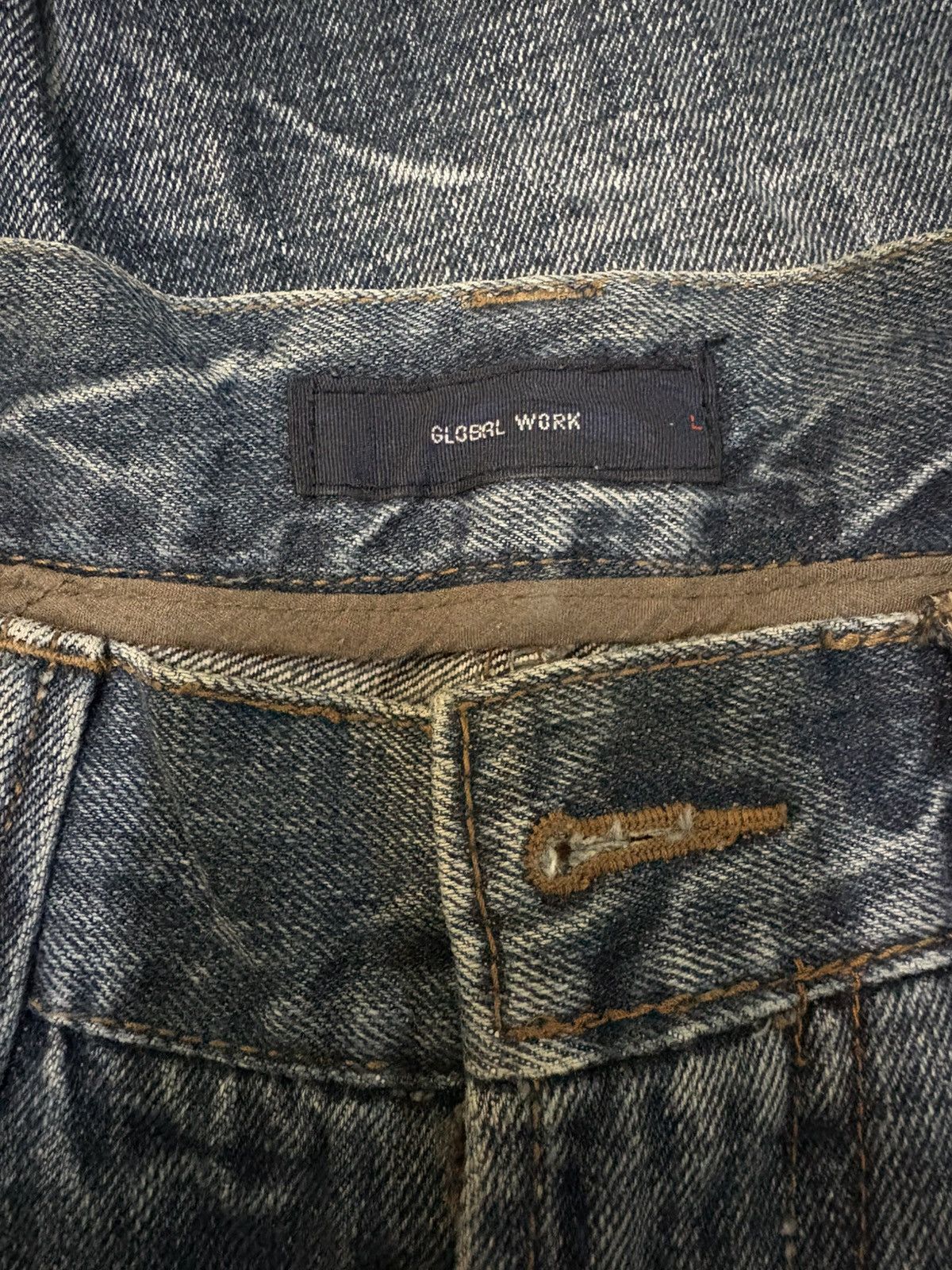 Global Work × Vintage Japanese Global Work Streetwear Flared Distressed Denim Size US 32 / EU 48 - 16 Thumbnail