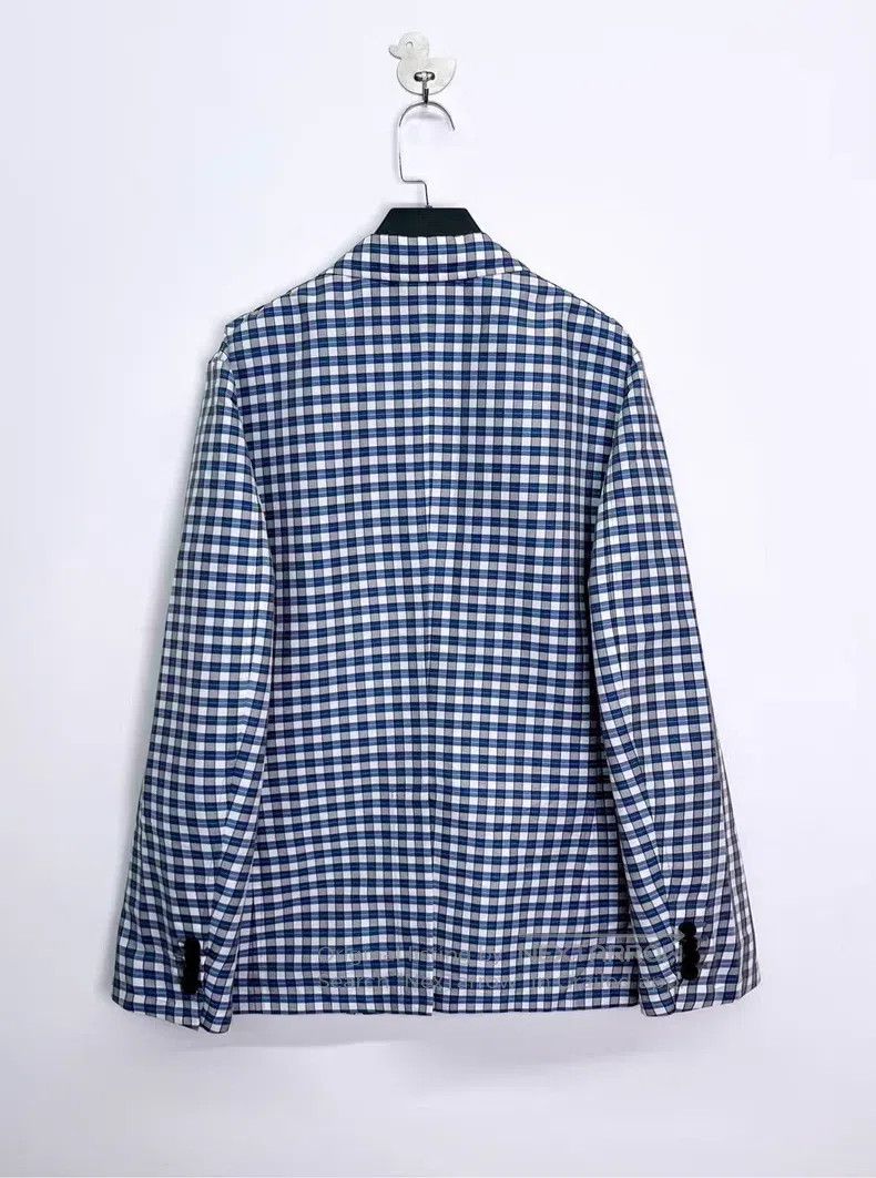 Hermes Hermes Blue-Gray Plaid Full-Print Three-Pocket Jacket Blaz Size 48L - 2 Thumbnail