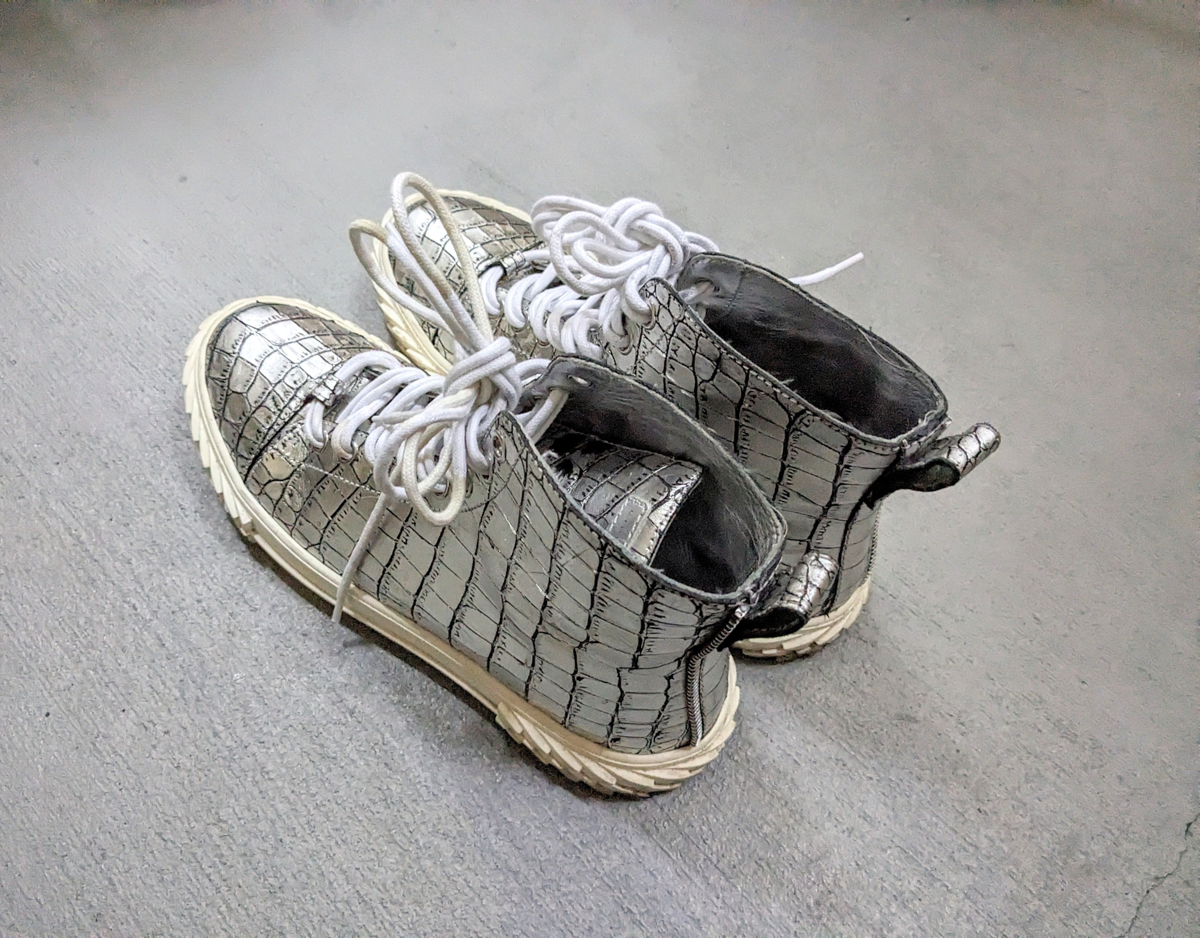 Giuseppe Zanotti Giuseppe Zanotti Sneakers Silver Crocodile Embossed High Top Size US 10 / EU 43 - 14 Thumbnail