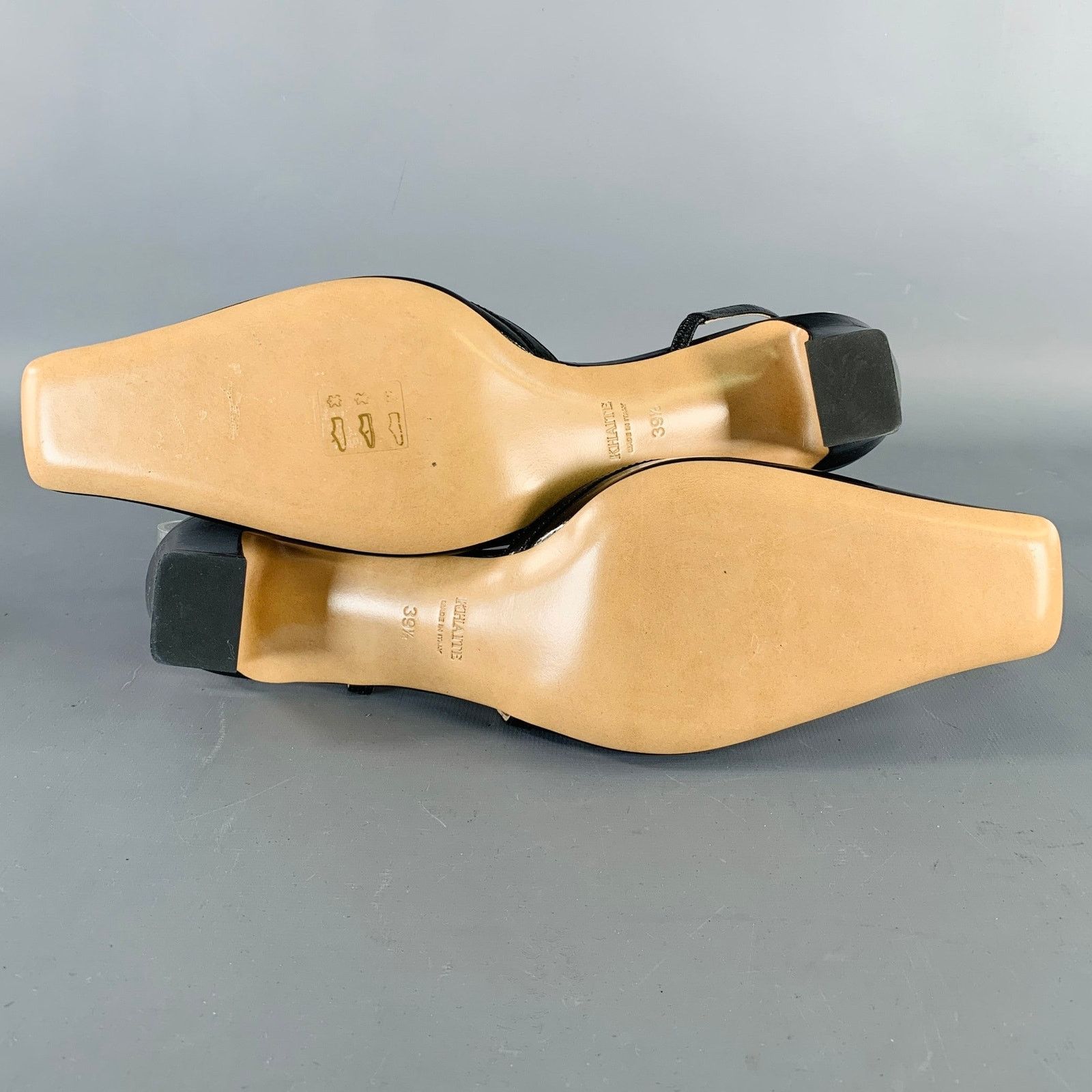 KHAITE Marfa Black Gold Leather Crinkled Chain Slingback Pumps Size US 9.5 / IT 39.5 - 6 Thumbnail