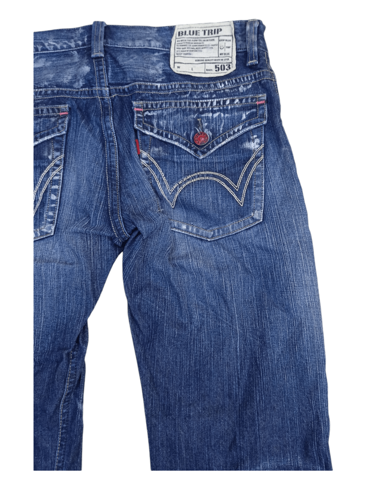 Edwin Edwin 503 Blue Trip Distressed Minimalist Flare Jeans Size US 34 / EU 50 - 10 Thumbnail