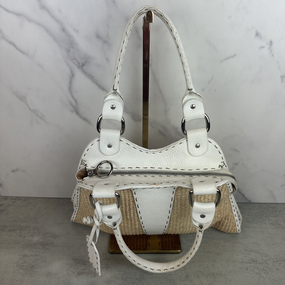 Fendi Fendi Small Raffia Selleria Trapezio Hobo Bag Size ONE SIZE - 12 Thumbnail