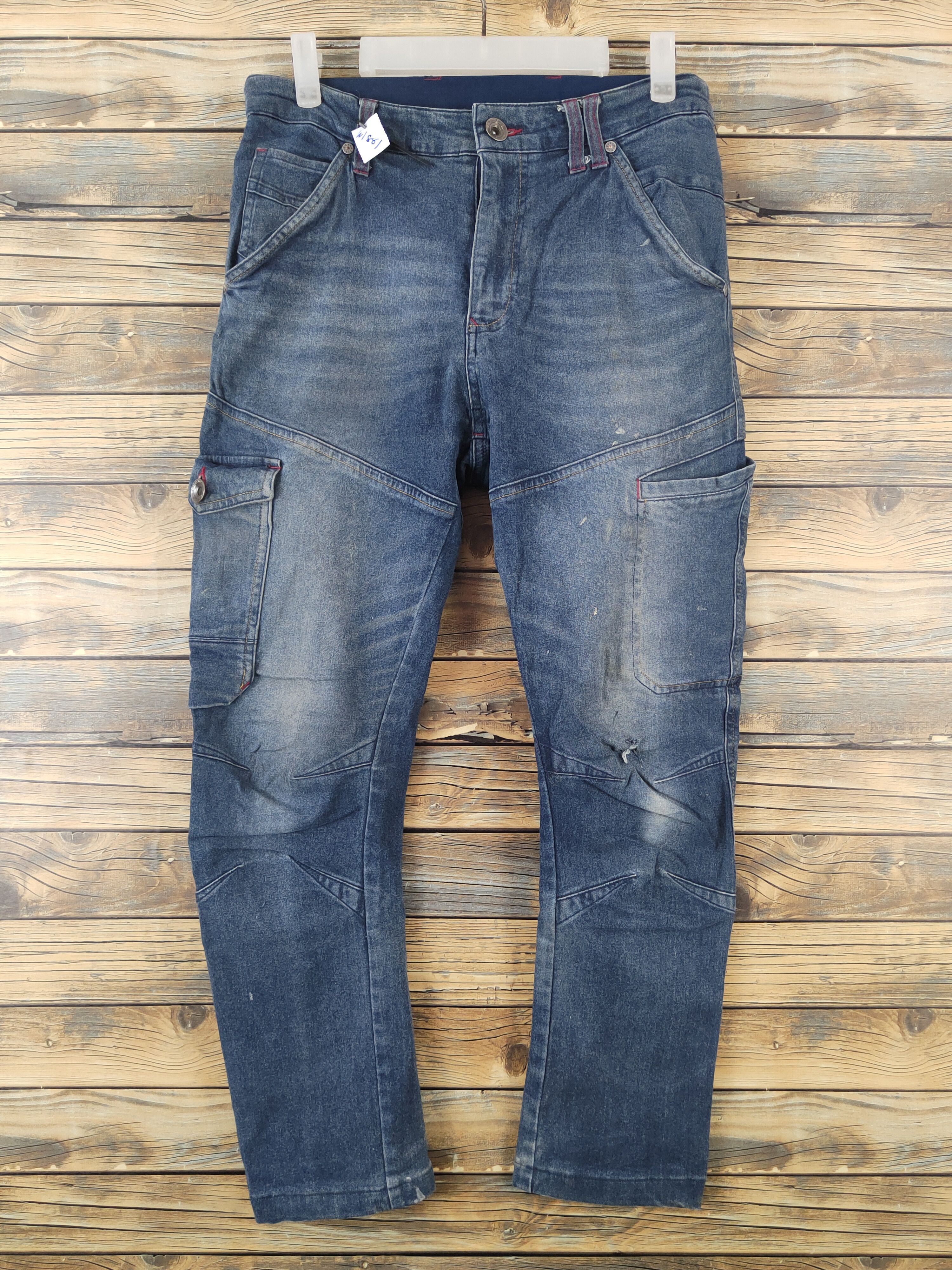 Japanese Brand FieldCore Distressed Ripped cargo denim Jeans #W1861 Size US 30 / EU 46 - 1 Thumbnail