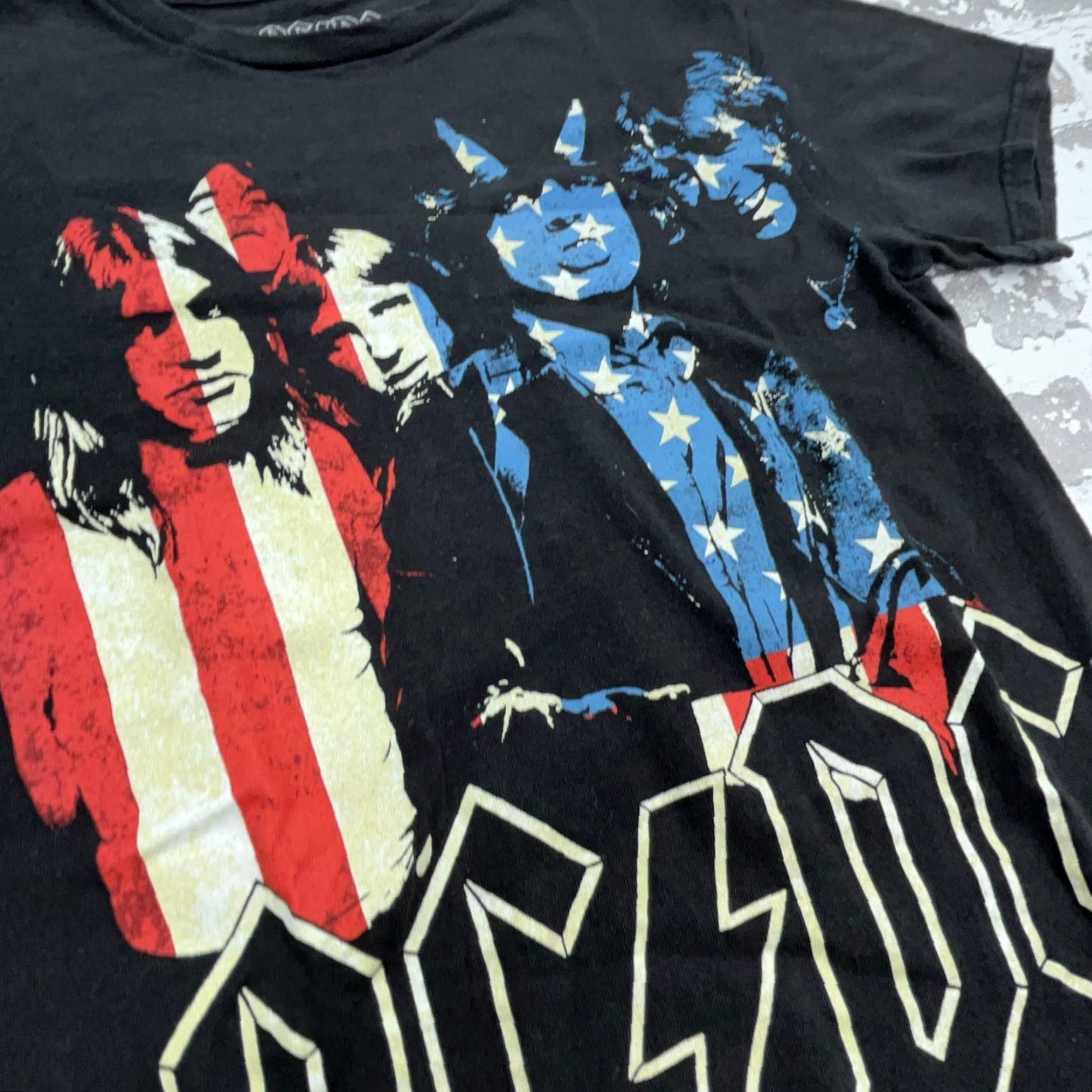 Vintage AC DC Shirt Men Small Black Tee Highway To Hell Tour Concert AOP US Flag Retro Shirt Size US S / EU 44-46 / 1 - 3 Thumbnail