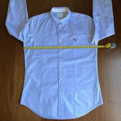 Paul Smith PAUL SMITH Shirt Large Mens Solid Blue Cotton Tailored Fit Size US L / EU 52-54 / 3 - 4 Thumbnail