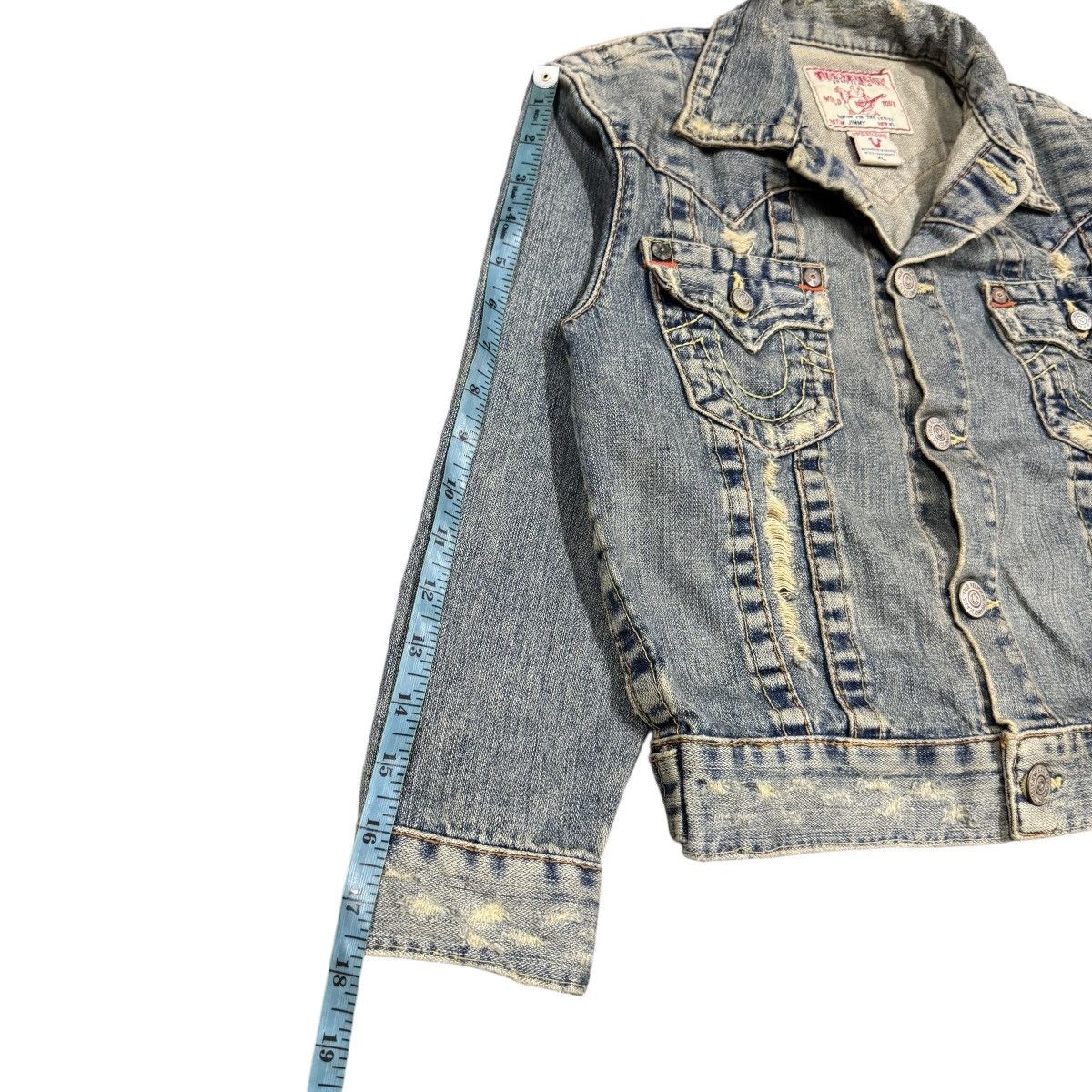True Religion Vtg🔥Y2k True Religion Distressed Trucker Denim Jacket Size XL / US 12-14 / IT 48-50 - 15 Thumbnail