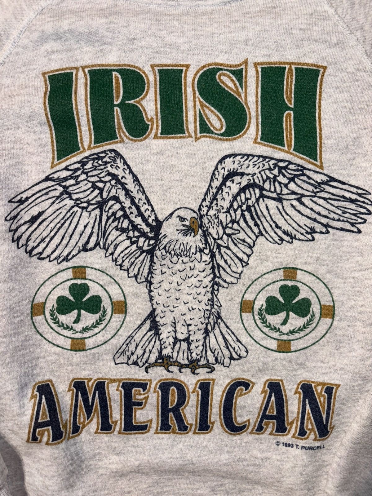 Hanes Irish American Eagle Celtic Shamrock 90s Raglan Sweatshirt Size US XL / EU 56 / 4 - 2 Thumbnail