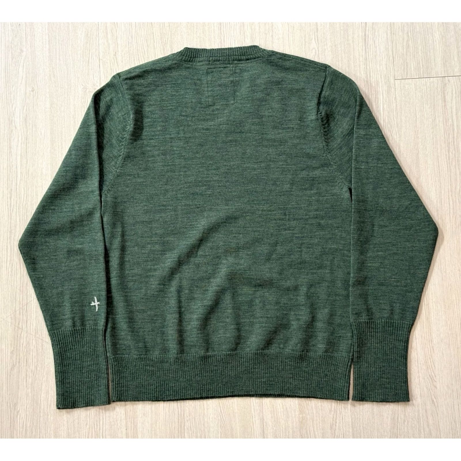Relwen Relwen Wool V-Neck Sweater XL Men Green Solid Long Sleeve Pullover Knit Size US XL / EU 56 / 4 - 2 Thumbnail