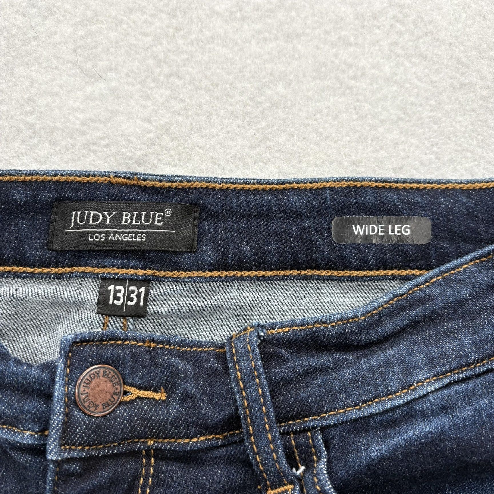 Denime Judy Blue Wide Leg Crop Jeans Womens 13/31 Dark Wash Raw Hem Stretch Denim WWomen’s Regular 31 Dark Blue Denim Jeans Size 24" / US 00 / IT 34 - 4 Thumbnail