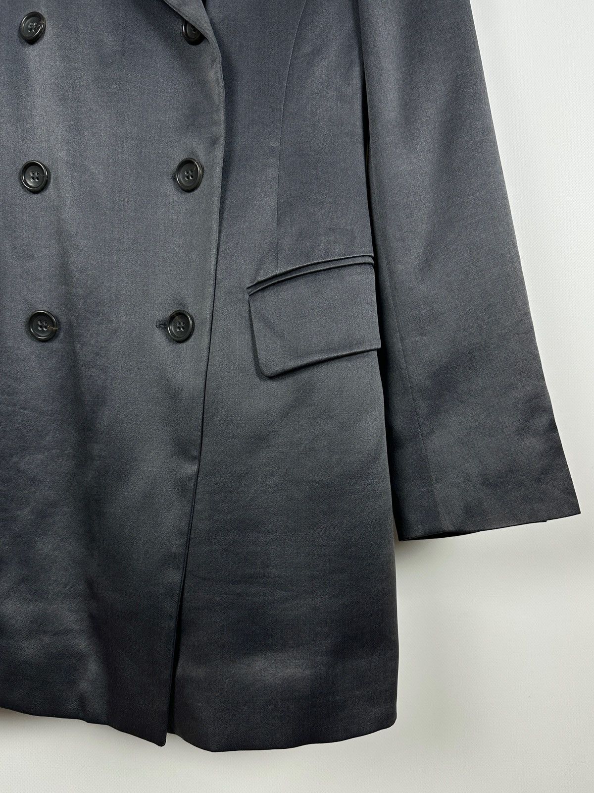 Jil Sander 90-00s Vintage Jil Sander Gray Silk Double Breasted Blazer Size XS / US 0-2 / IT 36-38 - 12 Thumbnail