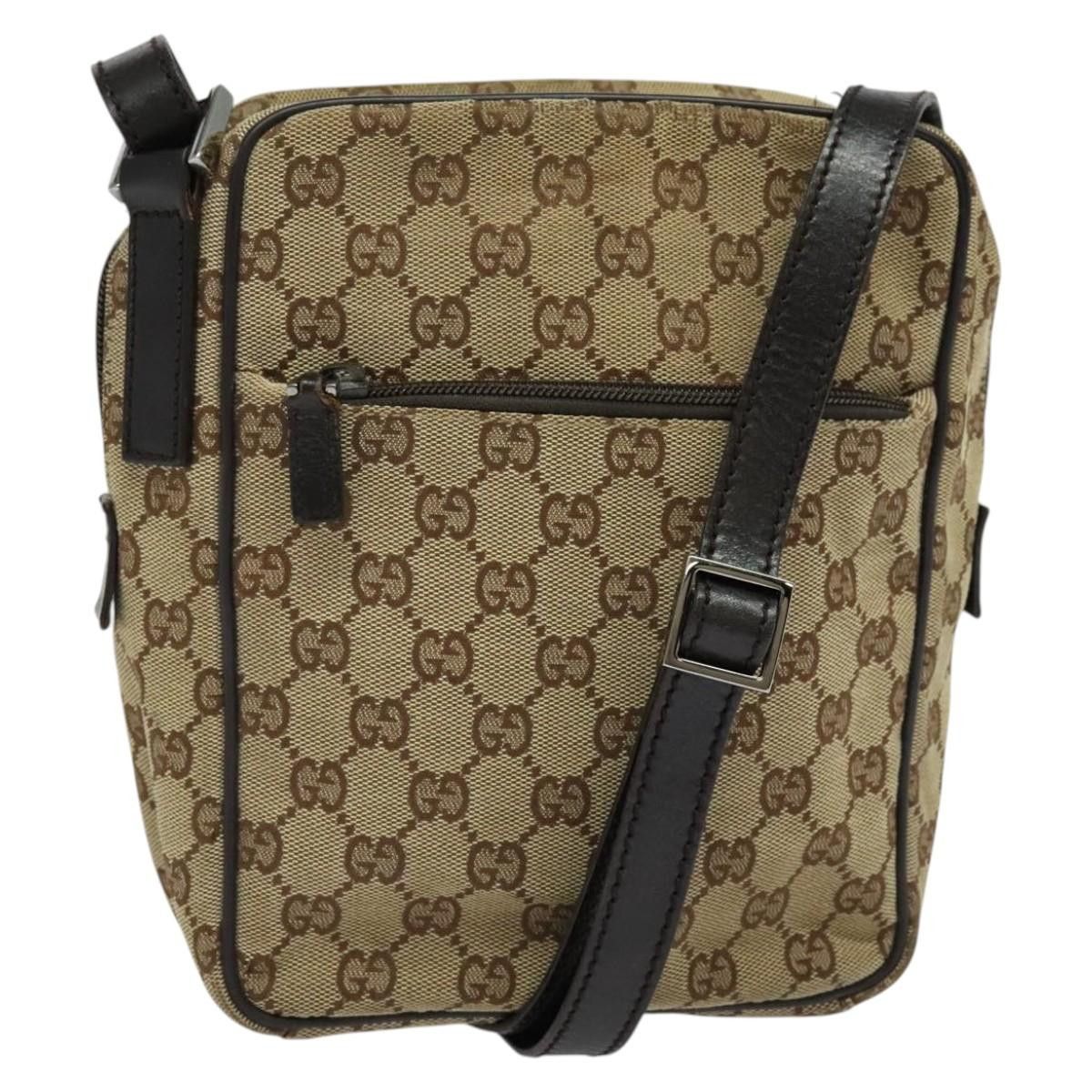 Gucci GUCCI GG Canvas Shoulder Bag Beige Silver Size ONE SIZE - 1 Thumbnail