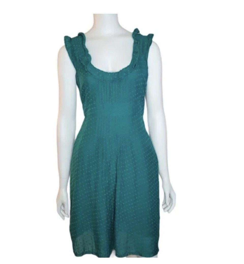 Anthropologie Anthropologie Moulinette Soeurs Silk Teal Dress . Size 4. Size S / US 4 / IT 40 - 2 Thumbnail