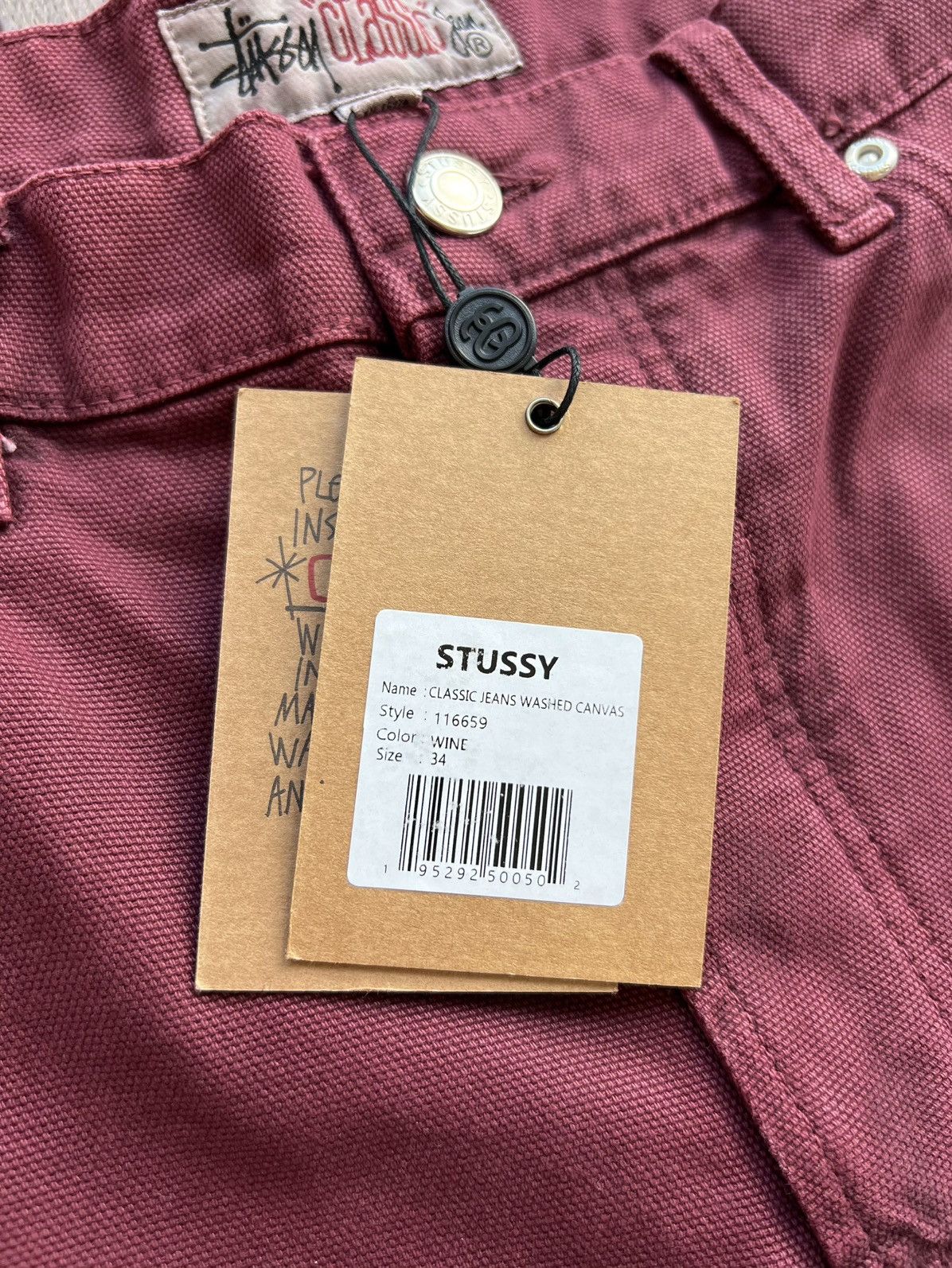 Stussy Stussy Classic Jeans Washed Canvas “Wine” 34 Size US 34 / EU 50 - 6 Thumbnail