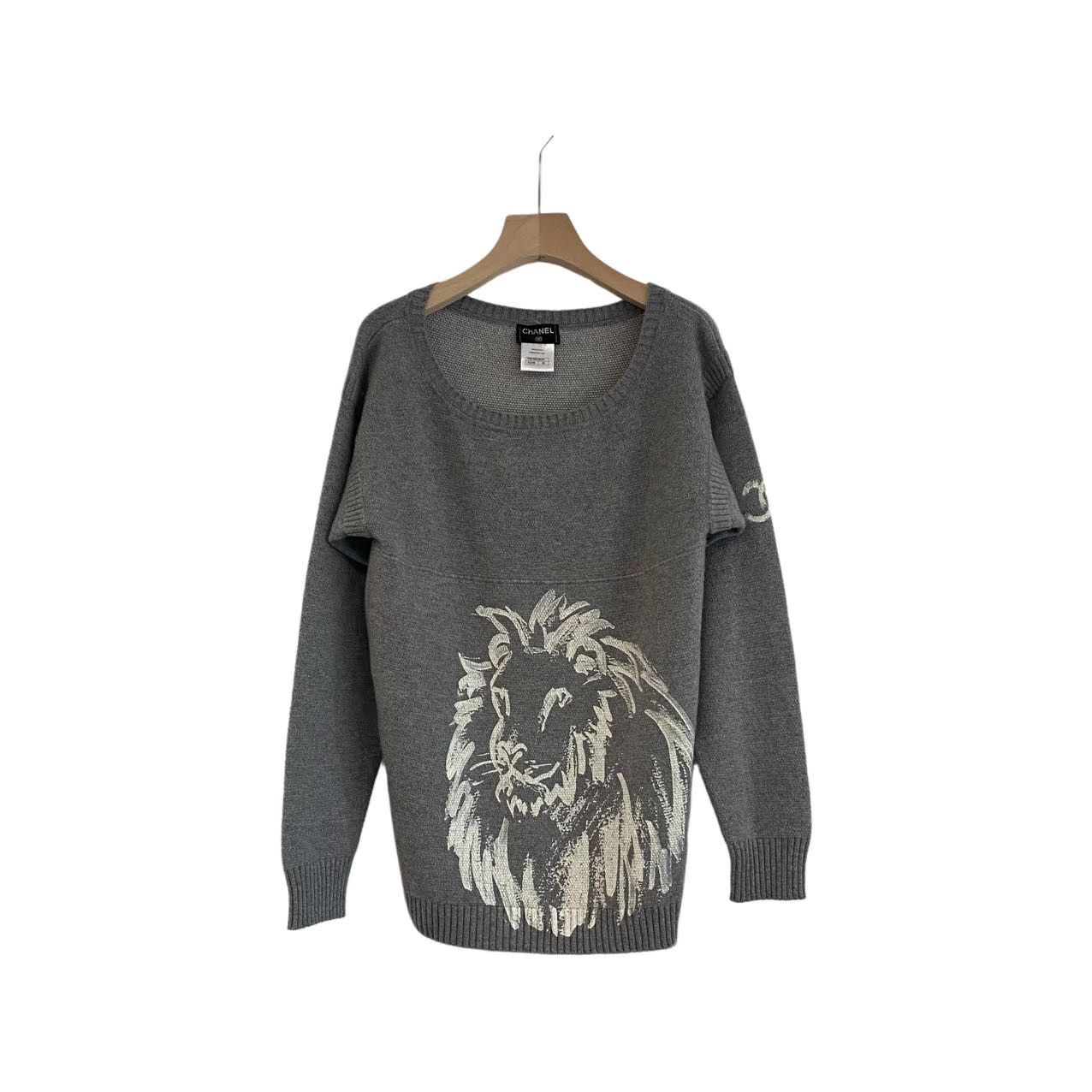 Chanel Chanel Grey Lion Cashmere Long Sleeve Knit Sweater K26WX Size M / US 6-8 / IT 42-44 - 1 Thumbnail
