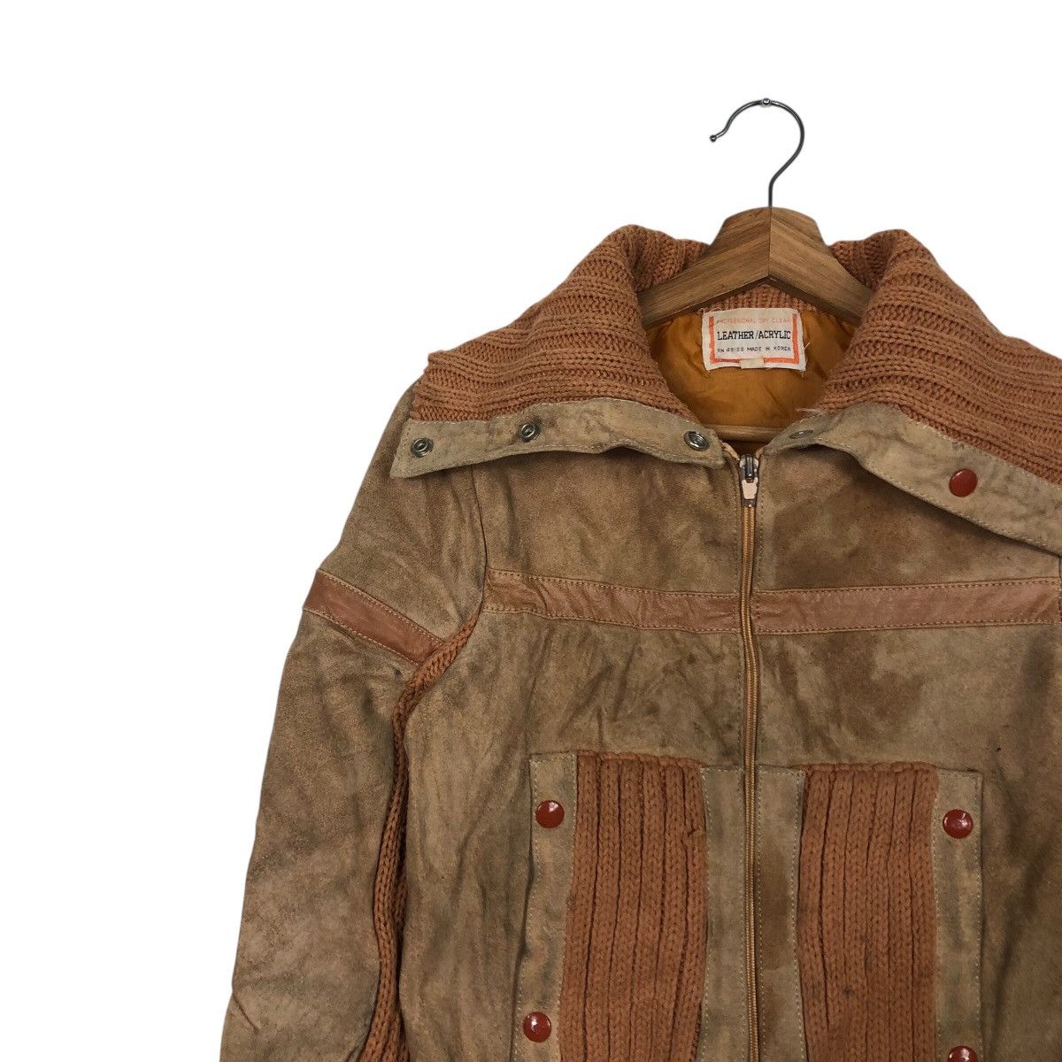 Japanese Brand 📌Vintage Cropped Leather Jacket Leather/Arcylic Size L / US 10 / IT 46 - 8 Thumbnail