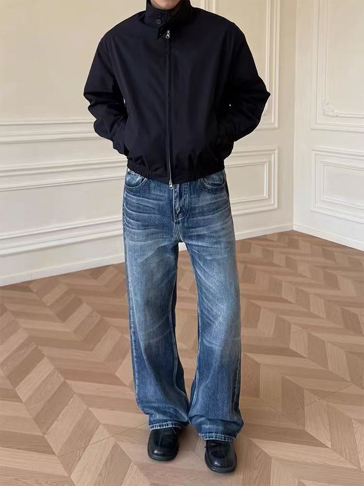 Japanese Brand Japanese retro men's washed distressed loose straight jeans Size US 32 / EU 48 - 2 Thumbnail