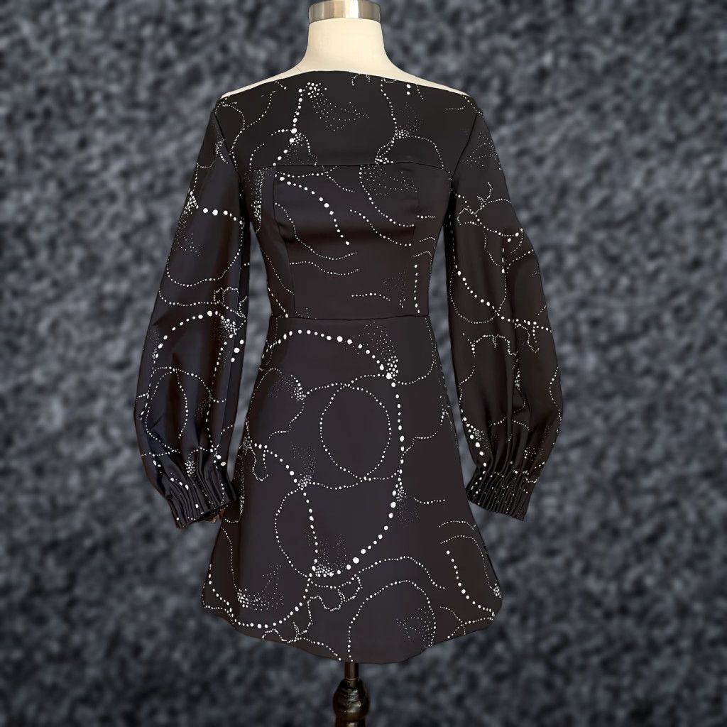 Acler Acler Fyffe Open Shoulder Galaxy Mini Dress AU 6 US 2 Black White Womens Size XS / US 0-2 / IT 36-38 - 1 Thumbnail