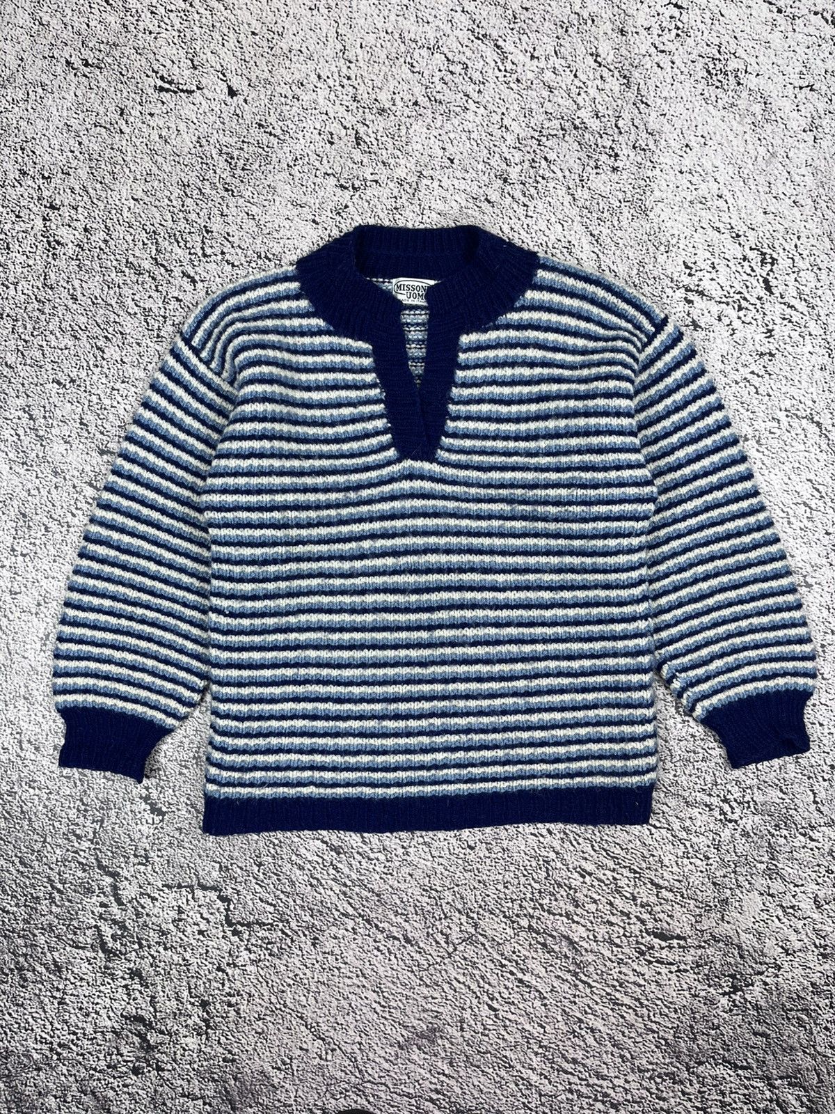 Missoni Missoni Uomo Striped Wool Sweater Blue Italy Vintage Size US M / EU 48-50 / 2 - 1 Thumbnail